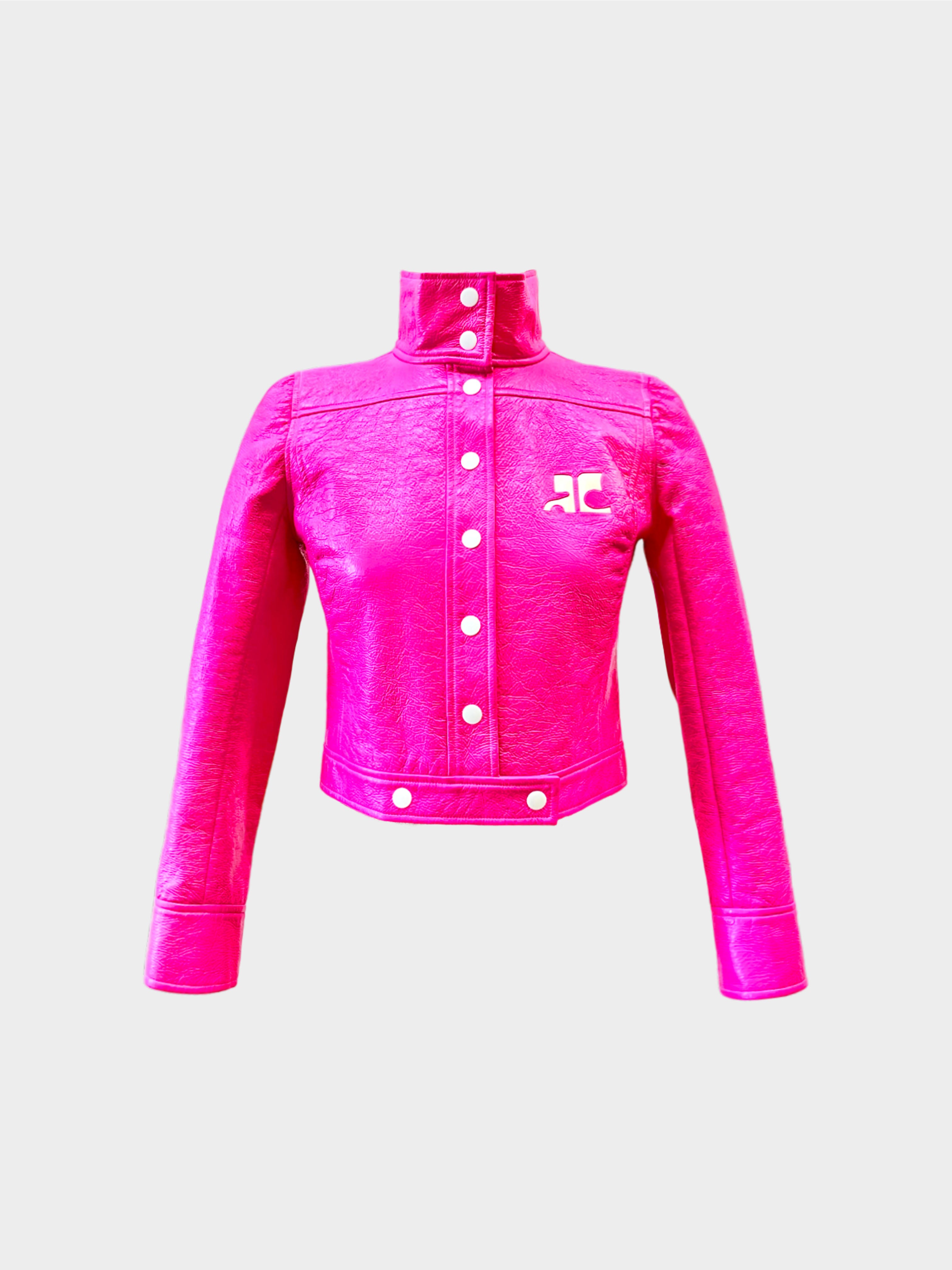 Courrèges 1960s Hot Pink Vinyl Cropped Jacket