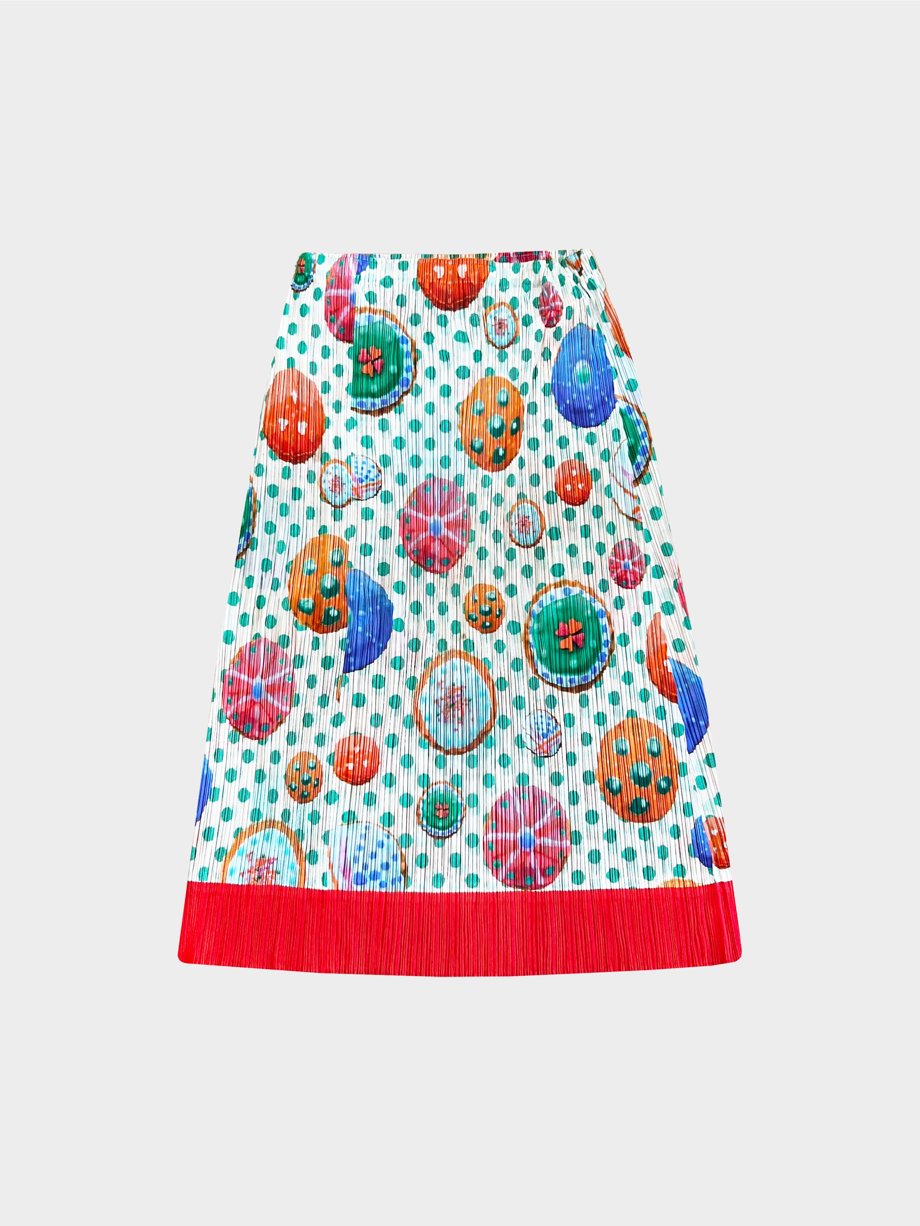 Issey Miyake 1990s Pleats Please Polka Dot Printed Skirt