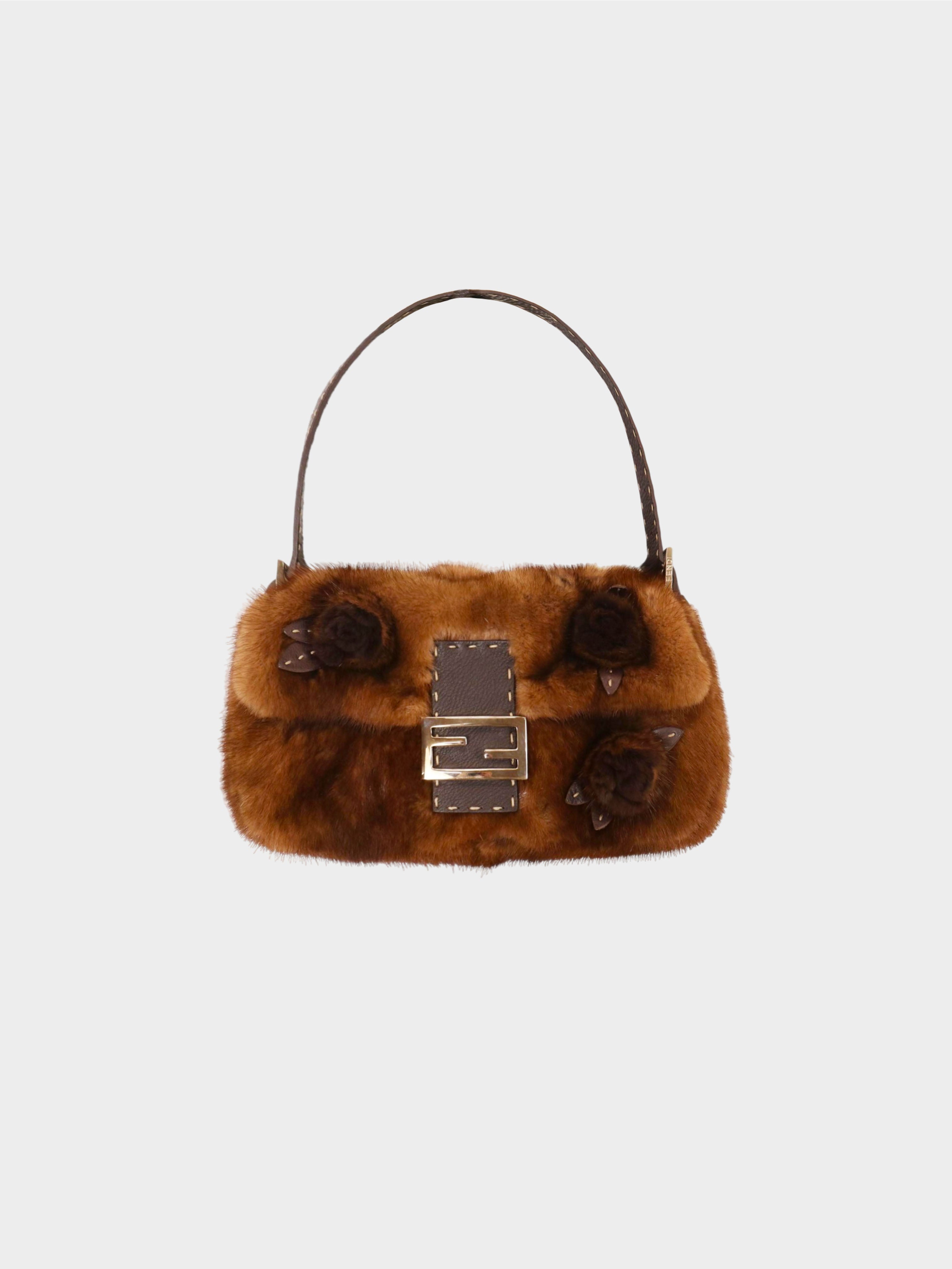 Fendi 2008 Brown Selleria Mink Fur Baguette