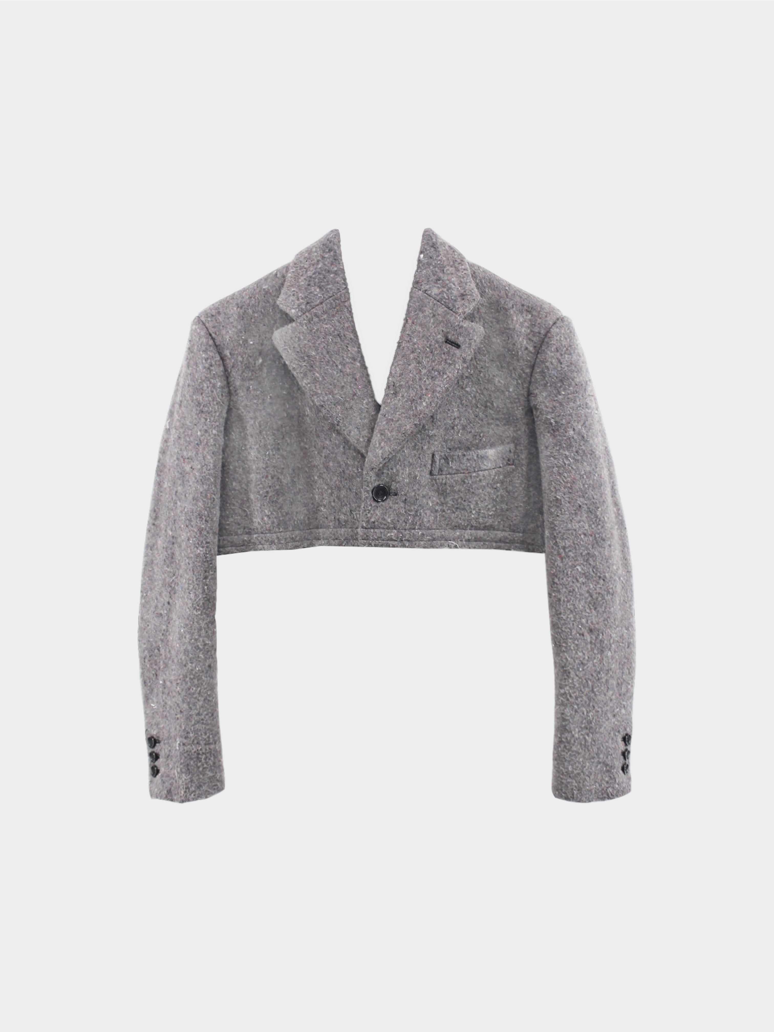 Comme des Garçons FW 2022 Grey Multi Fabric Cropped Jacket