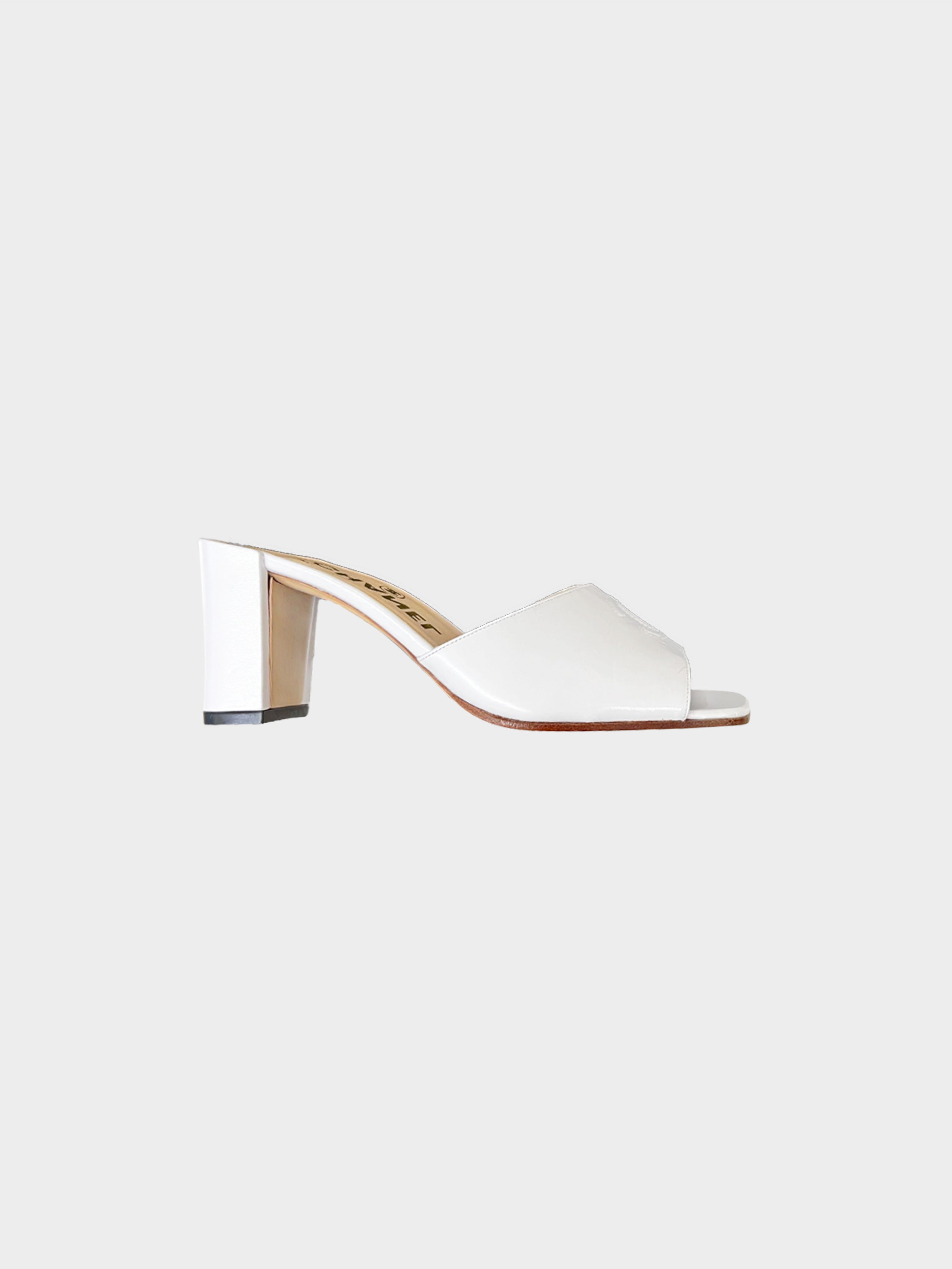 Chanel 2000s White CC Heeled Mules