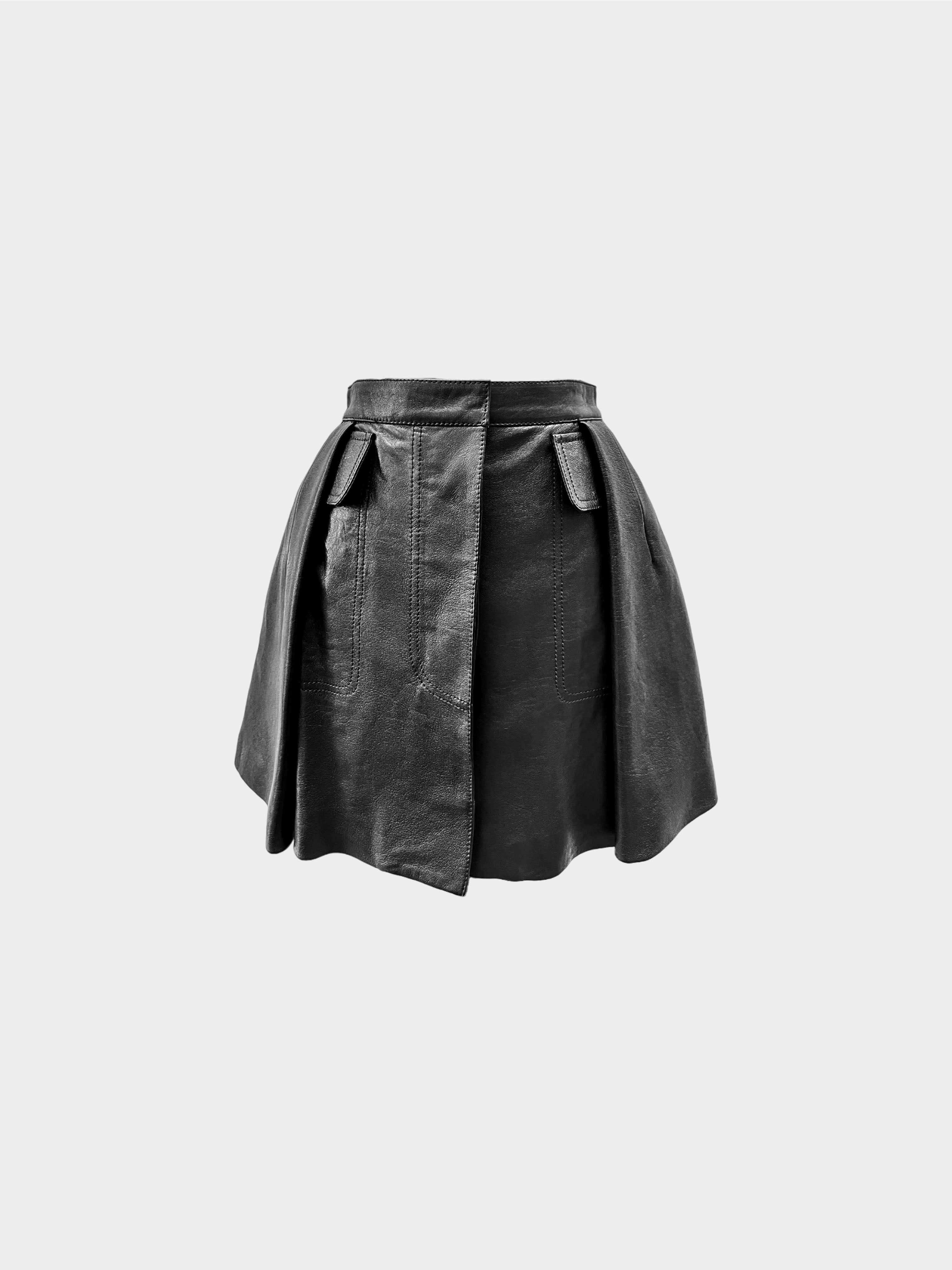 Christian Dior 2020 Black Lambskin Leather Mini Skirt with Pockets