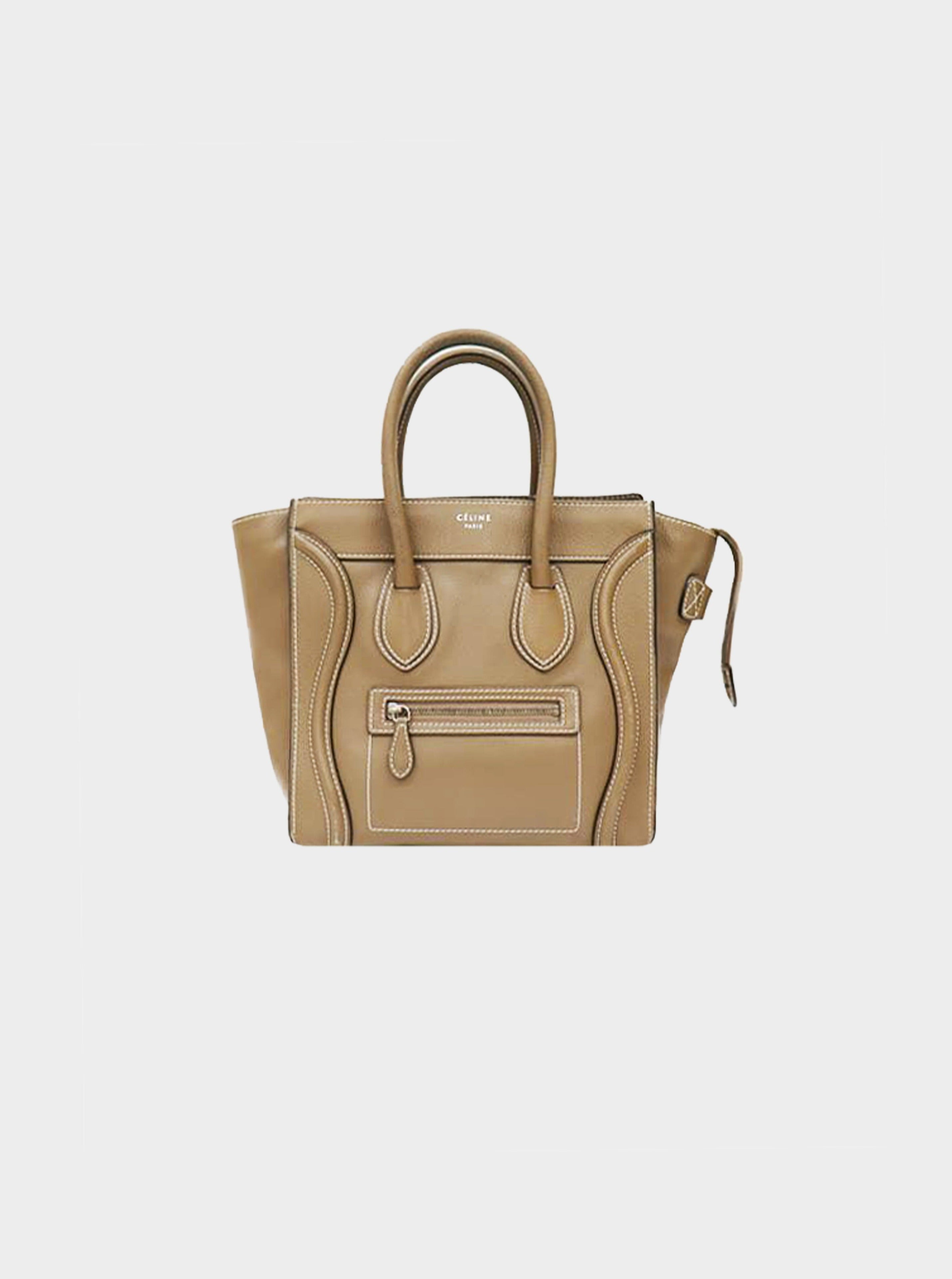 Céline 2015 Drummed Calfskin Nano Luggage Handbag