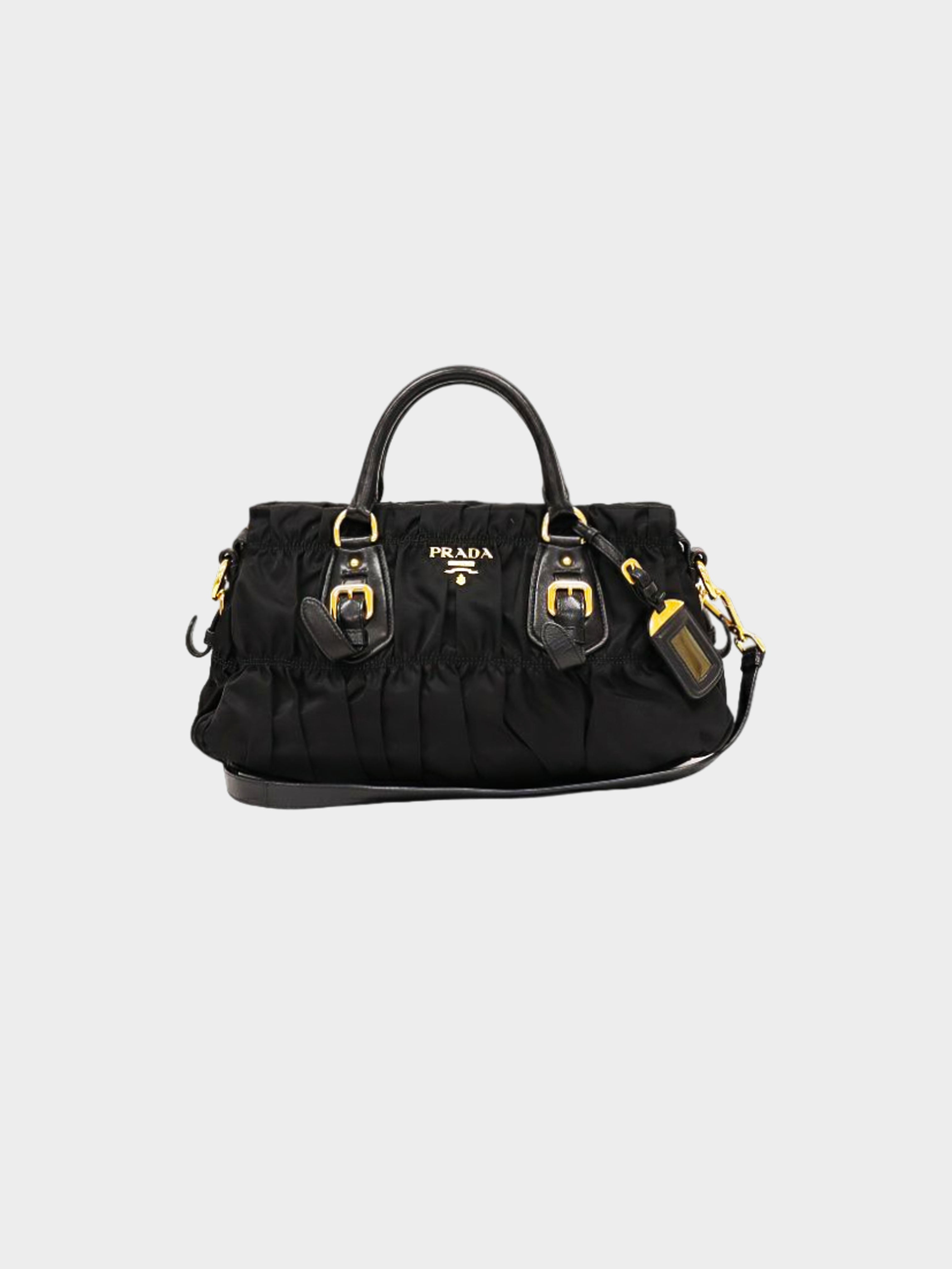 Prada 2000s Black Gaufre Tessuto Nylon 2-Way Bag