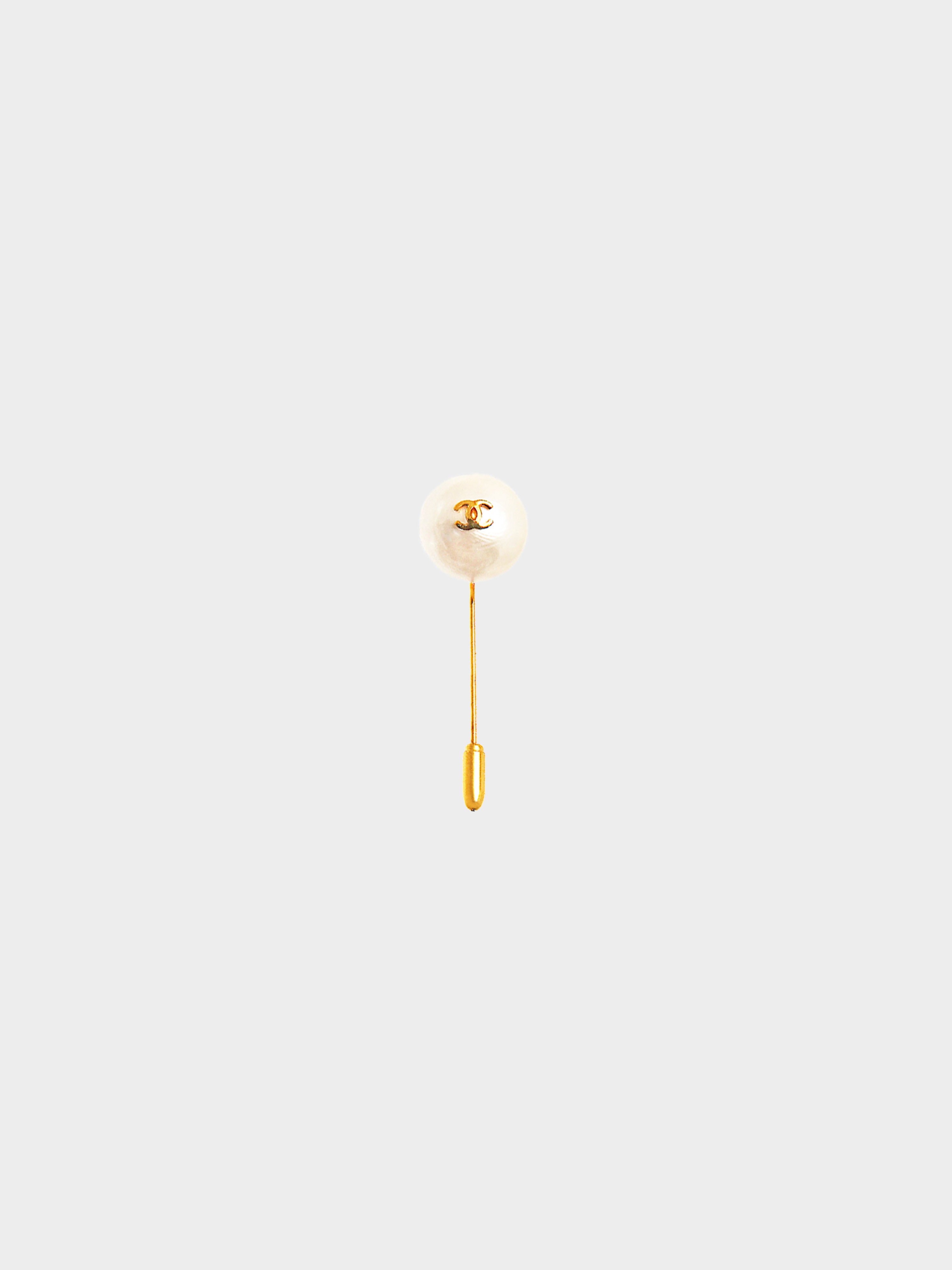 Chanel Large CC Gold Pearl Brooch