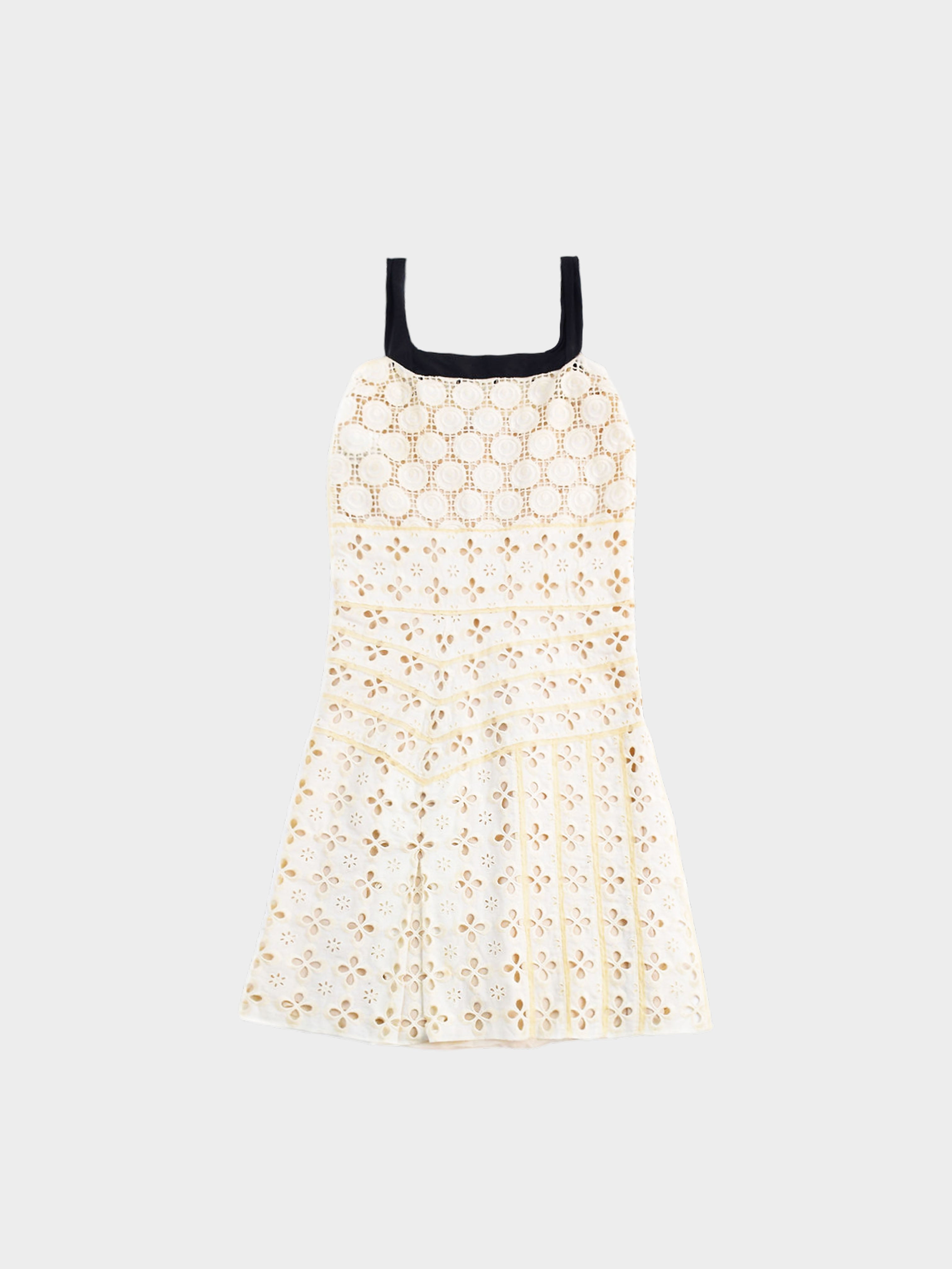 Miu Miu SS 2006 Beige Eyelet Square Neck Midi Dress