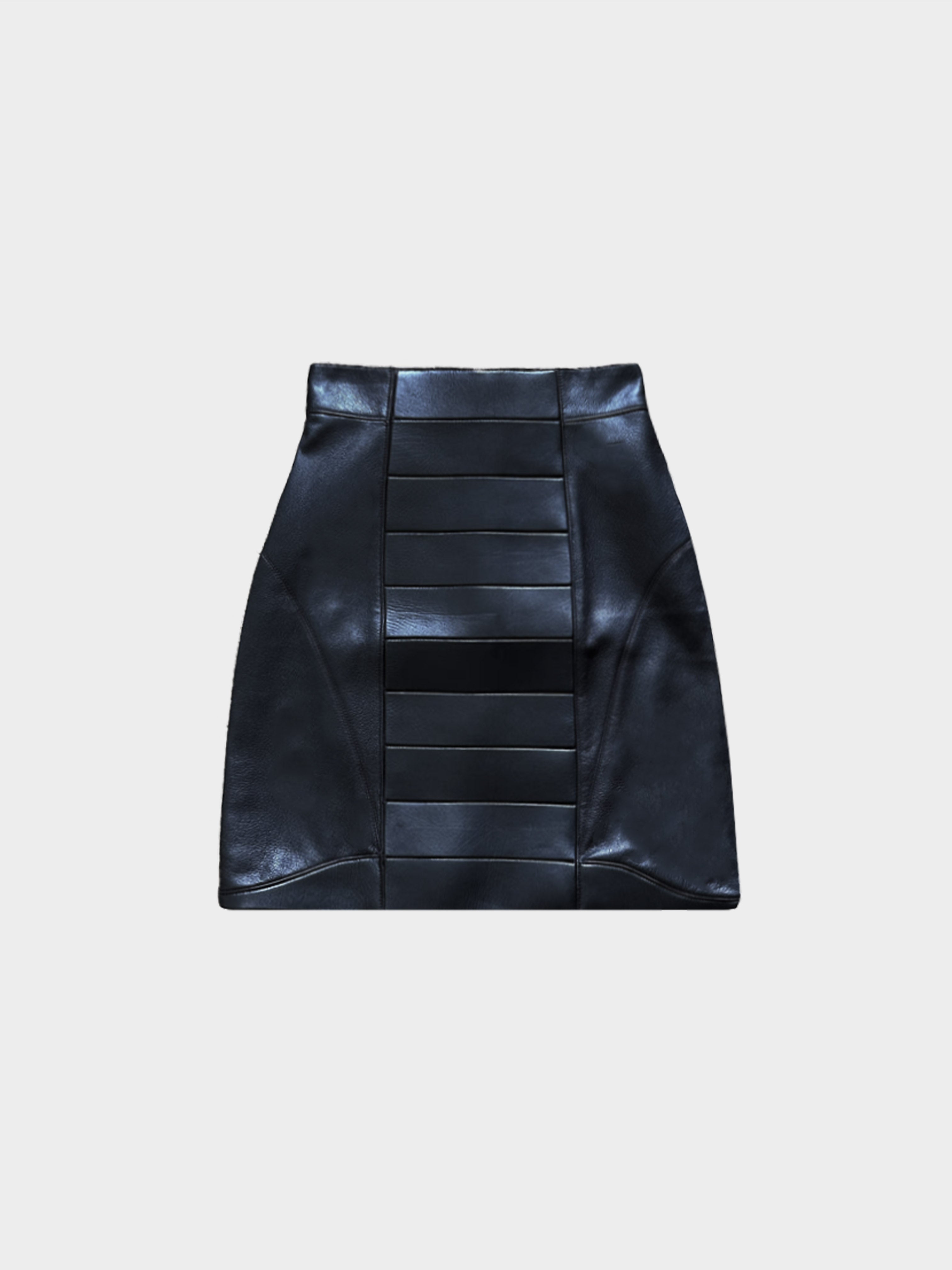 Louis Vuitton 2010s Black Leather Prototype Paneled Skirt