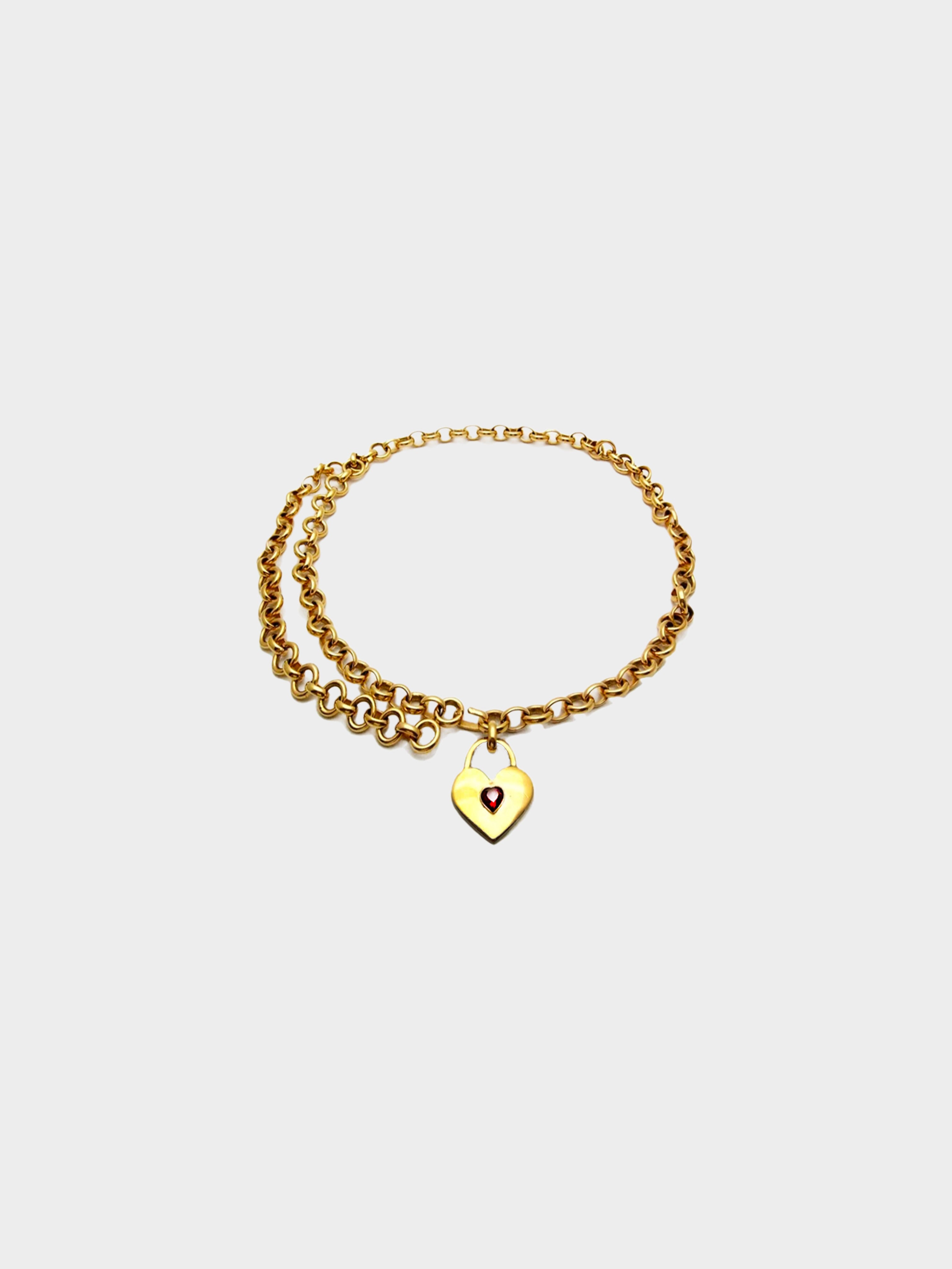 Chanel 1970s Gold Heart Pendant Chain Link Necklace