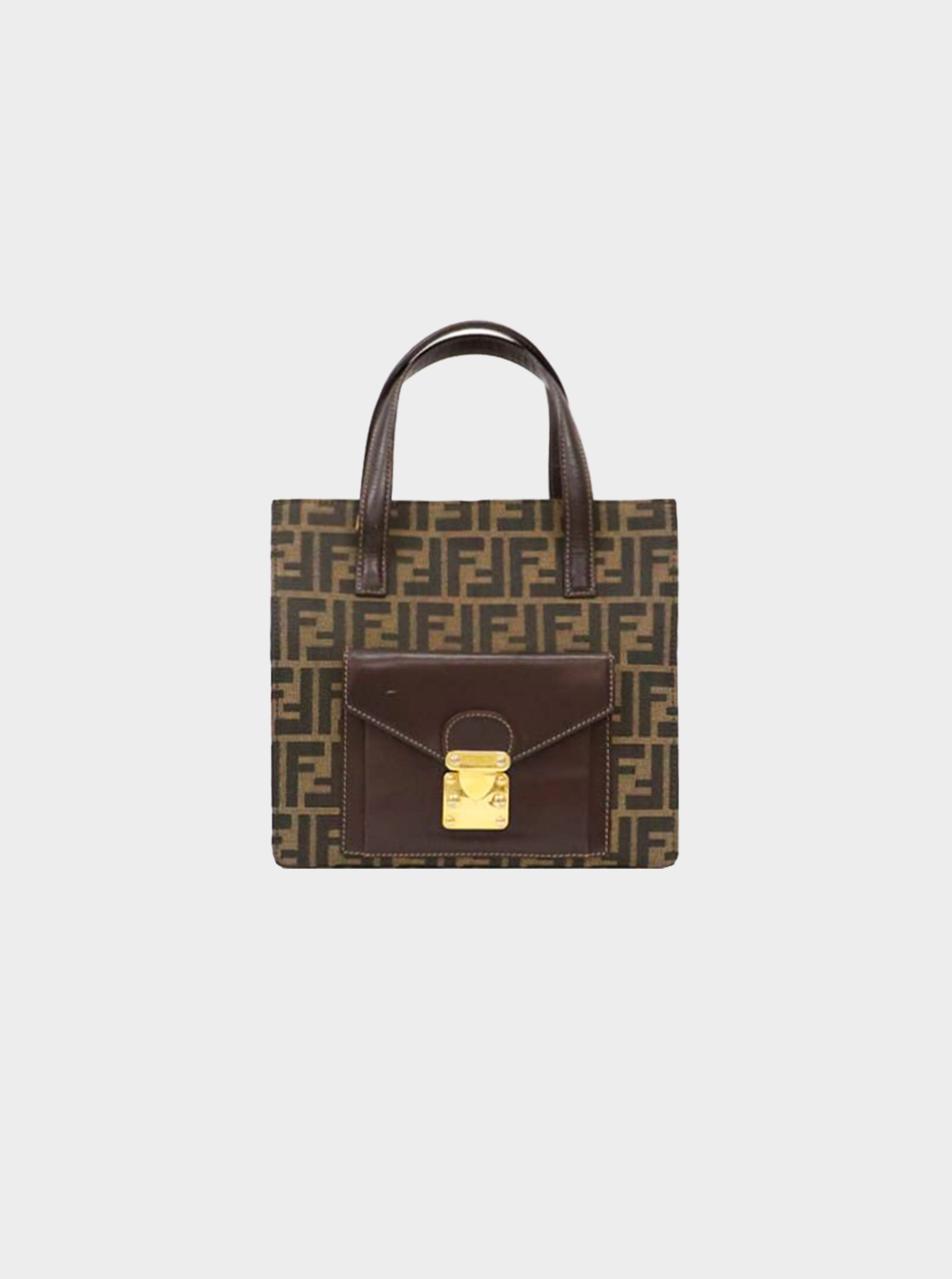 Fendi 2000s Brown Zucca Square Tote Bag · INTO