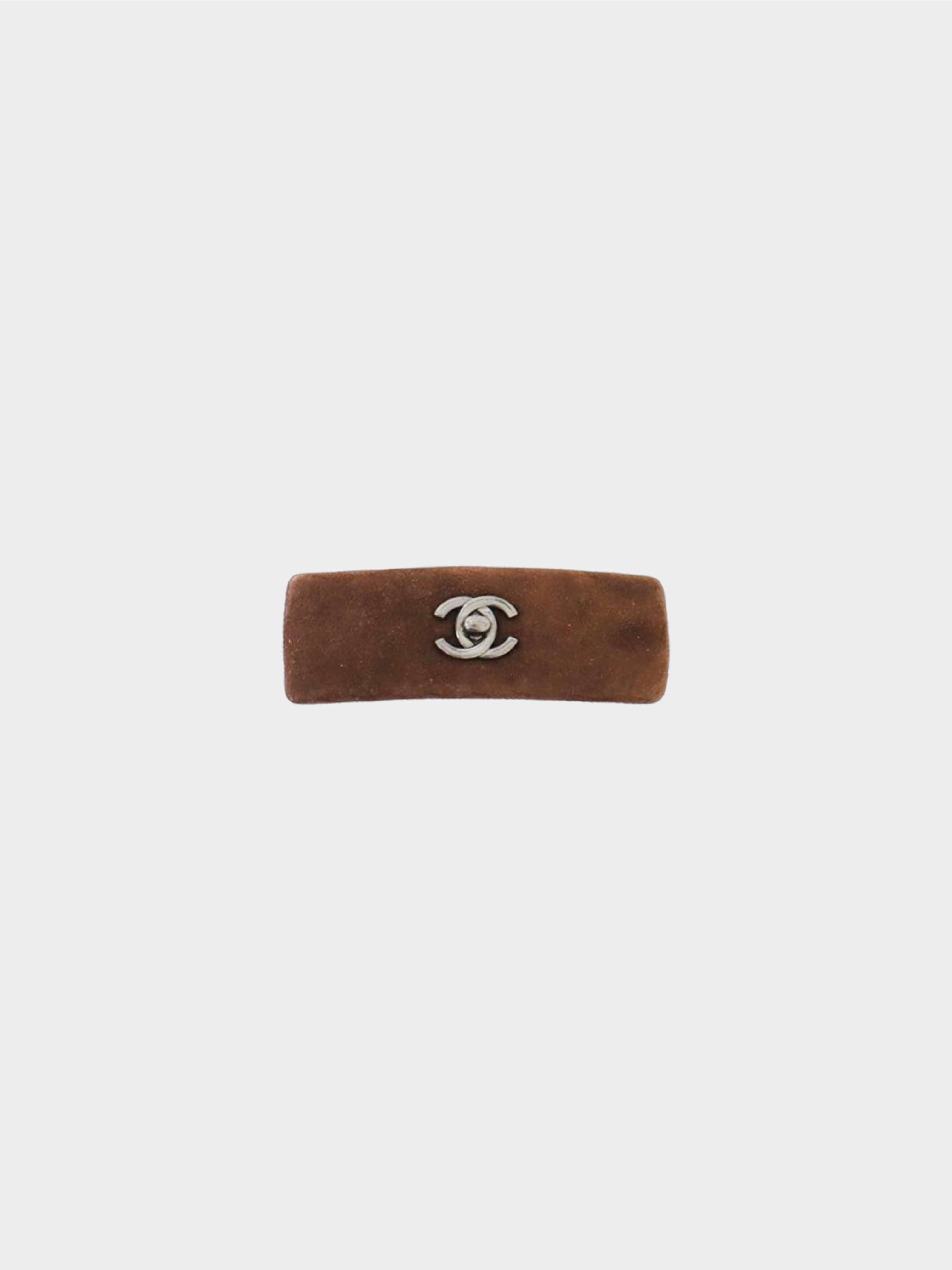 Chanel 1980s Suede CC Turn Lock Barrette · INTO