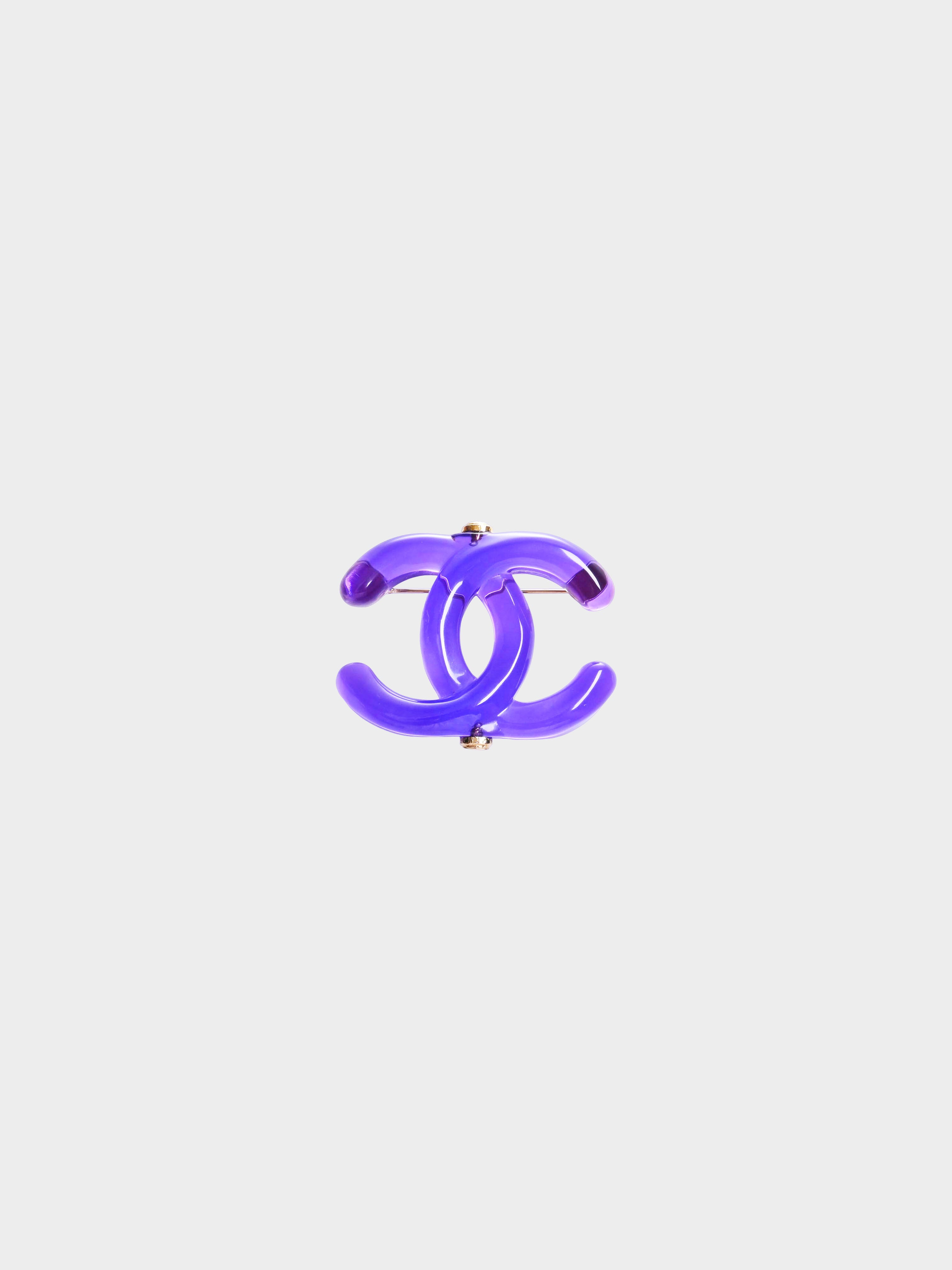 Chanel 2022 Purple CC Resin Brooch