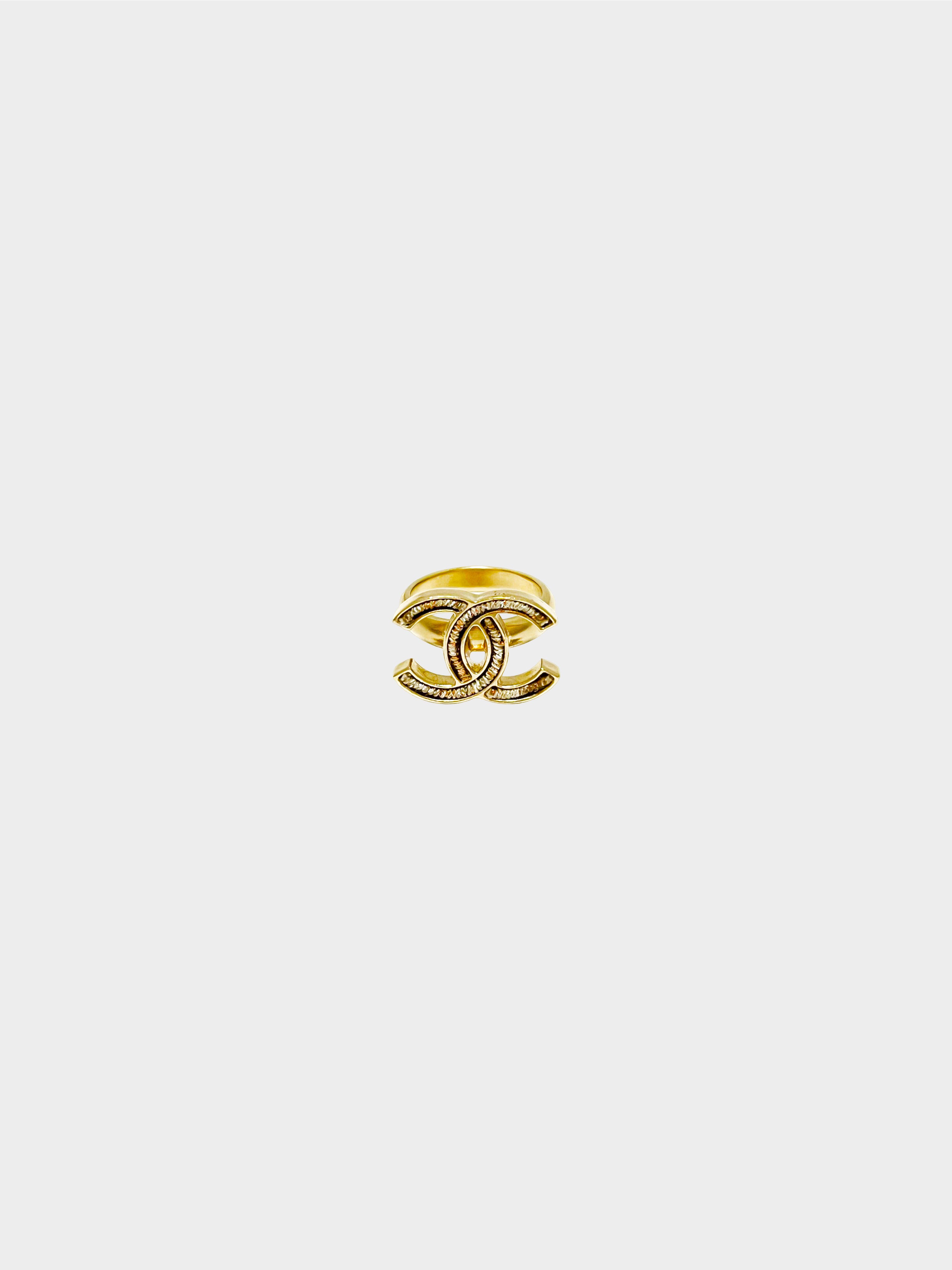 Chanel 2010s Gold CC Logo Ring