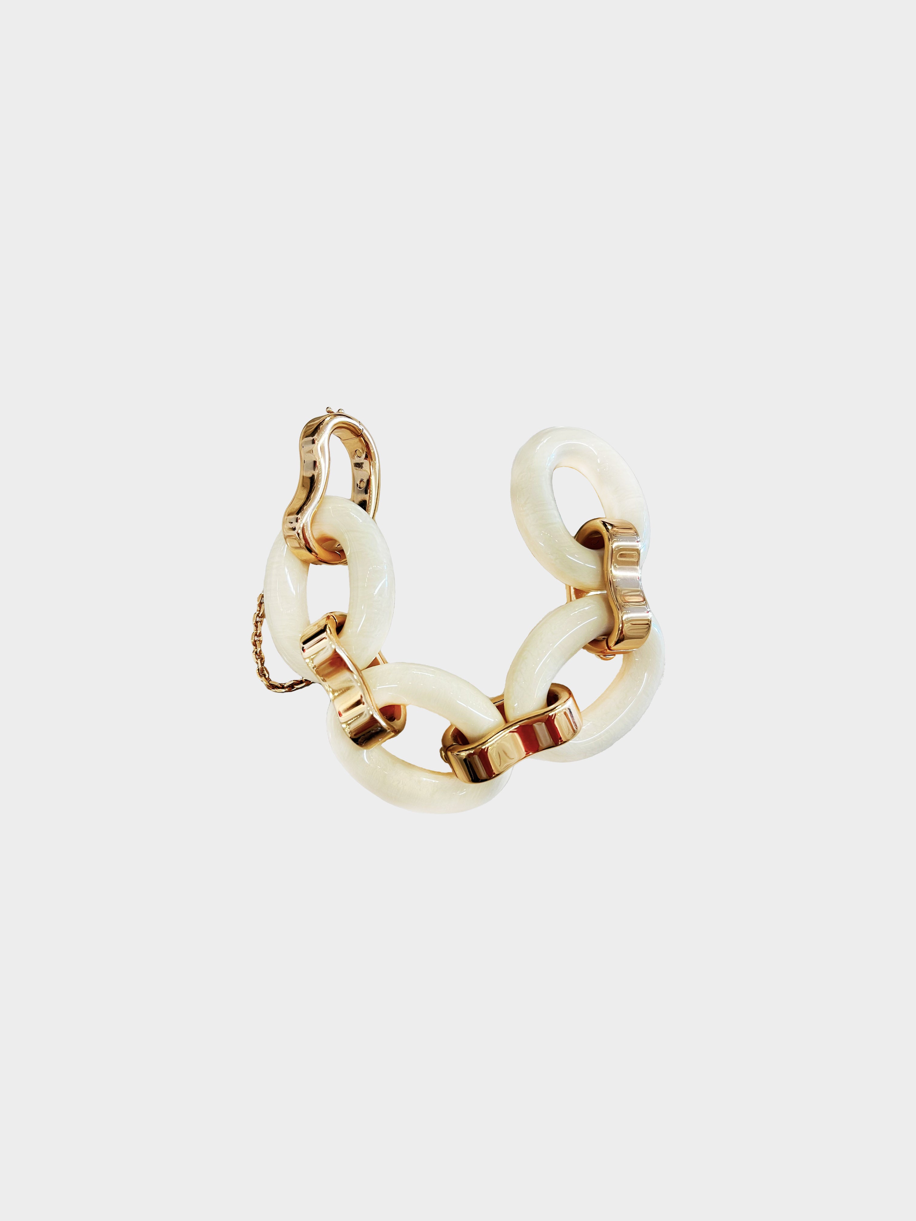 Louis Vuitton 2000s Ivory Resin Chain Bracelet · INTO