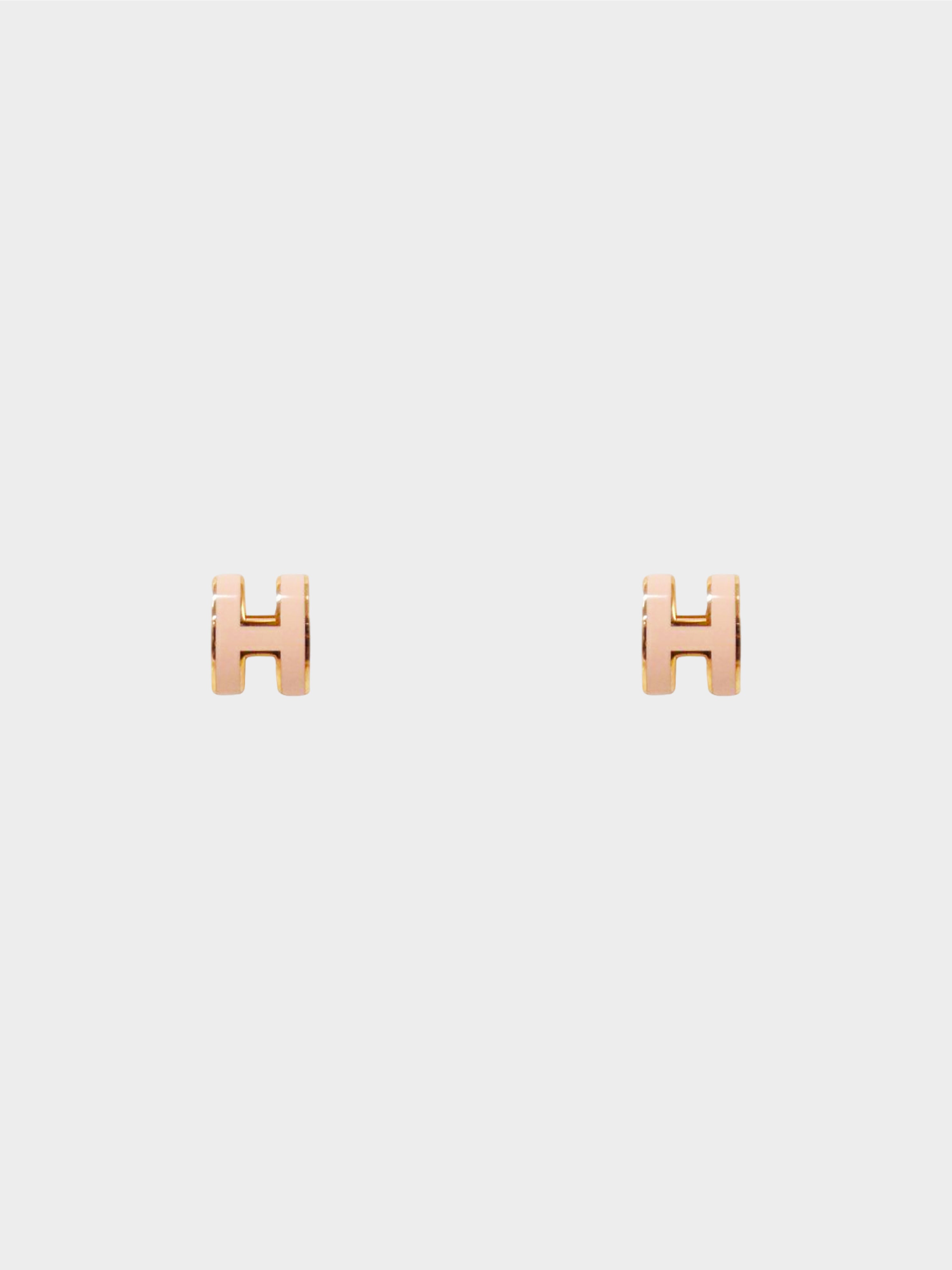 Hermès 2010s Gold and Pink Pop H Stud Earrings