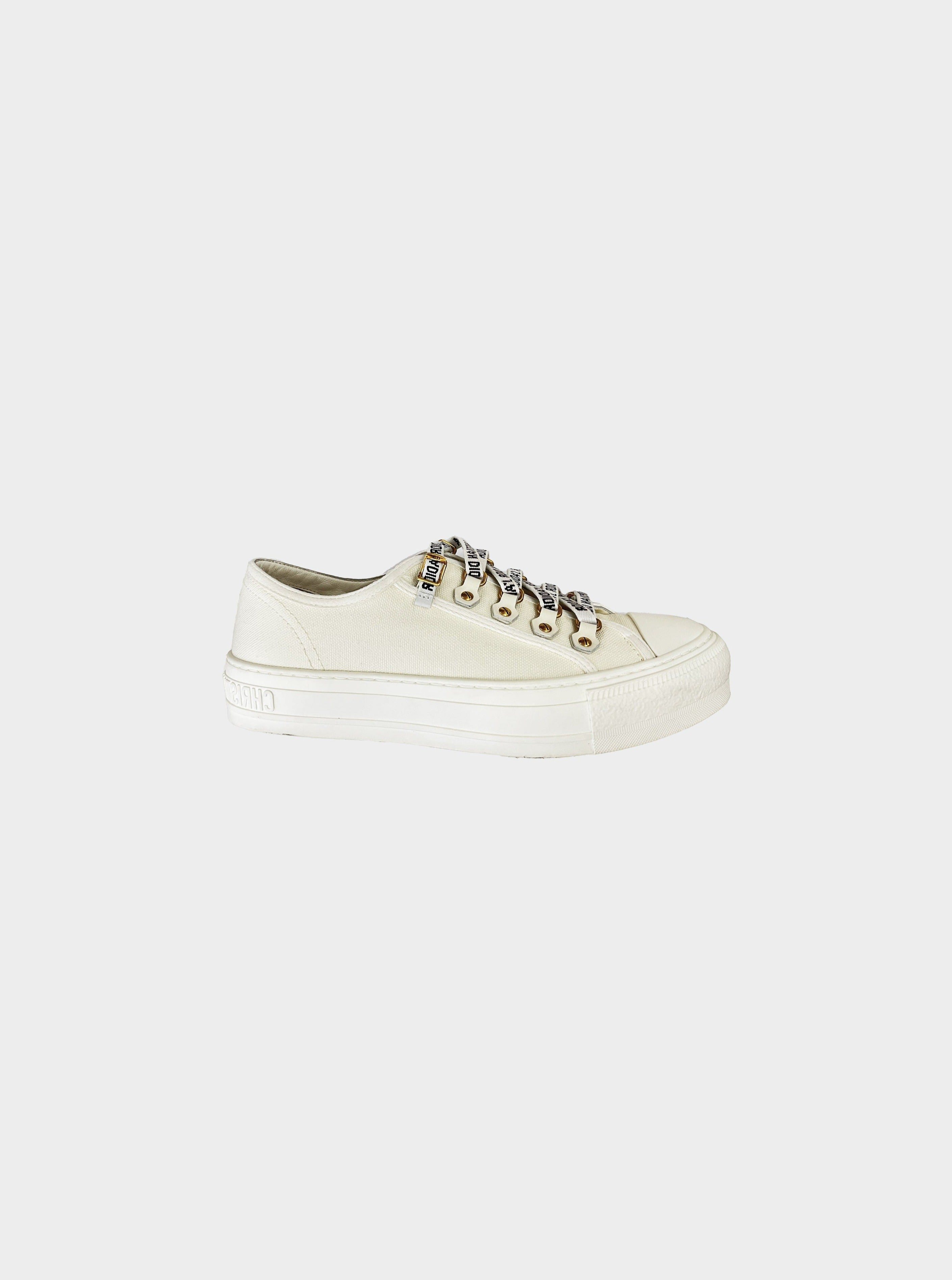 Christian Dior 2018 White Canvas Walk'N'Dior Low Top Sneakers