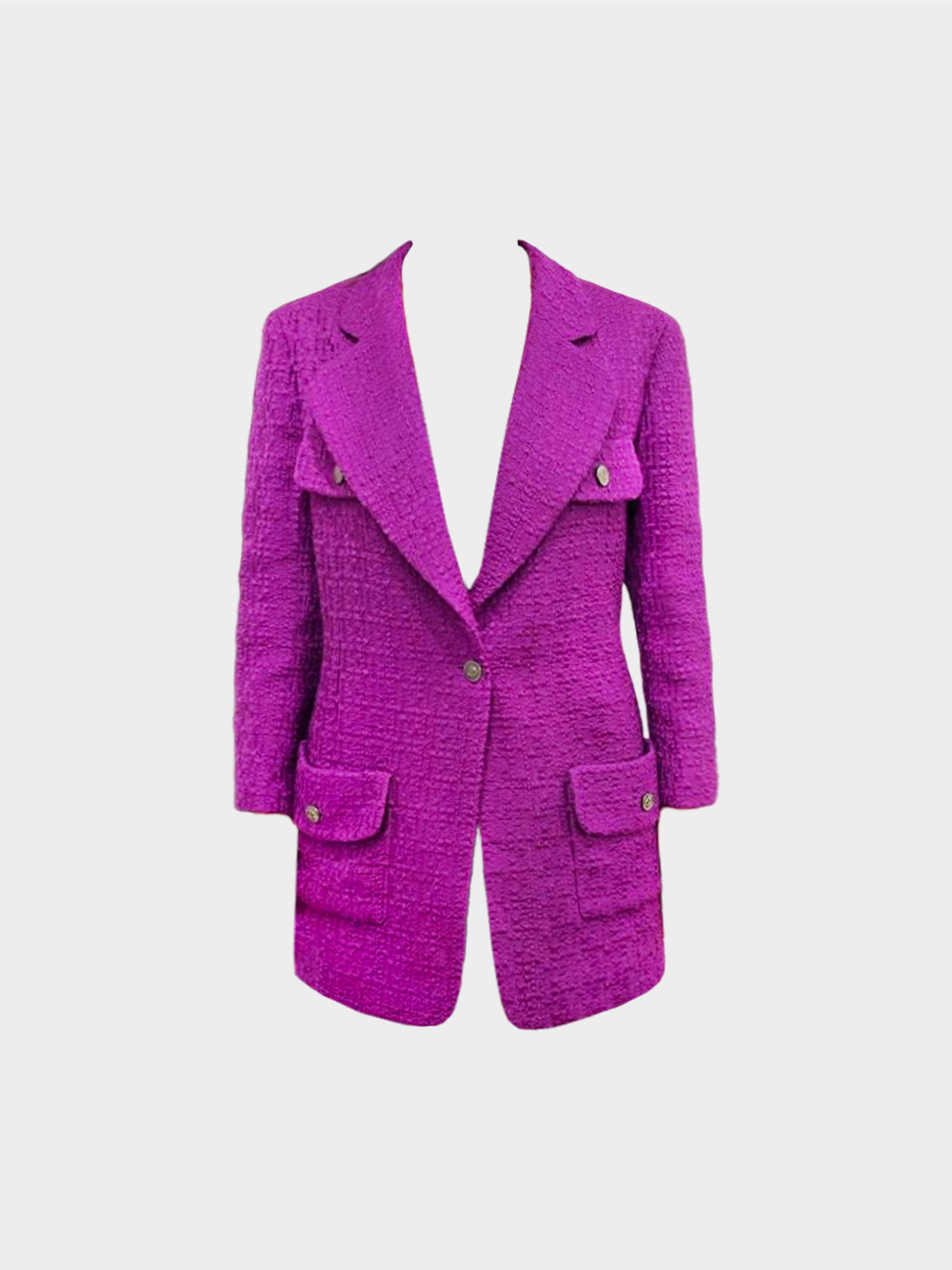 Chanel Fall 1997 Purple CC Button Wool Jacket · INTO