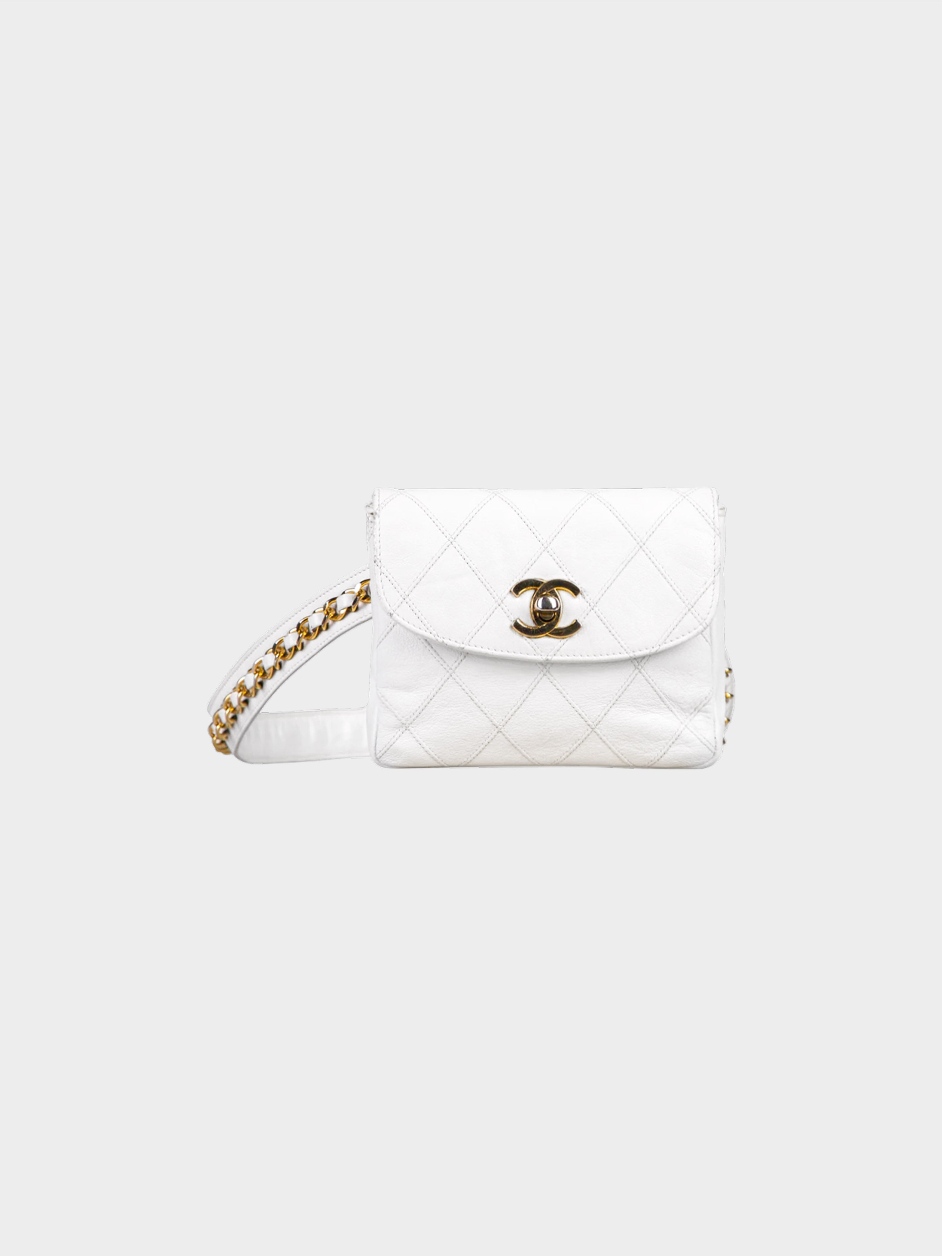 Chanel 1990s White Vintage Belt Flap Bag