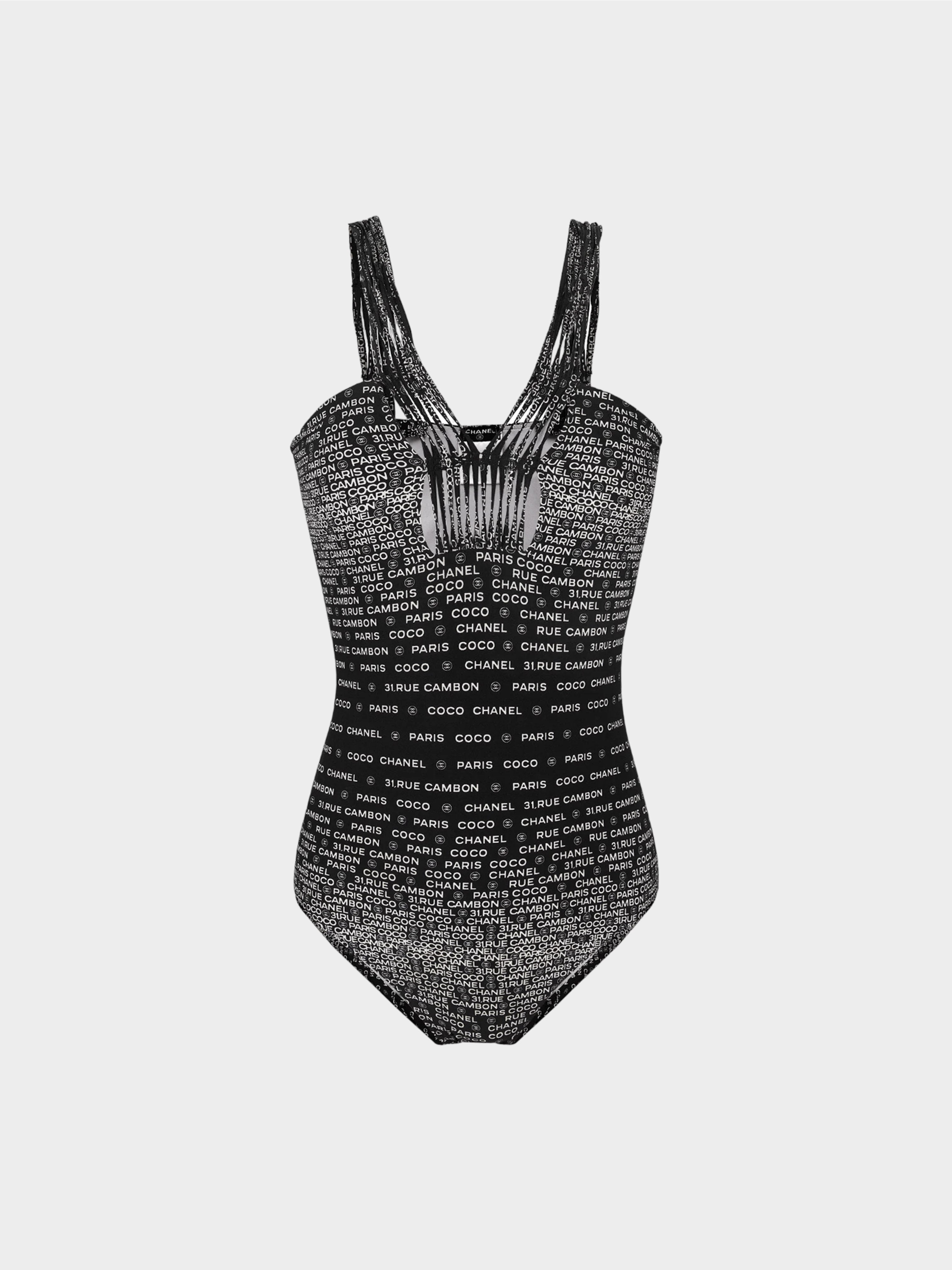 CHANEL 2009 Black BIKINI Swimsuit Bodysuit One Piece Chanel print
