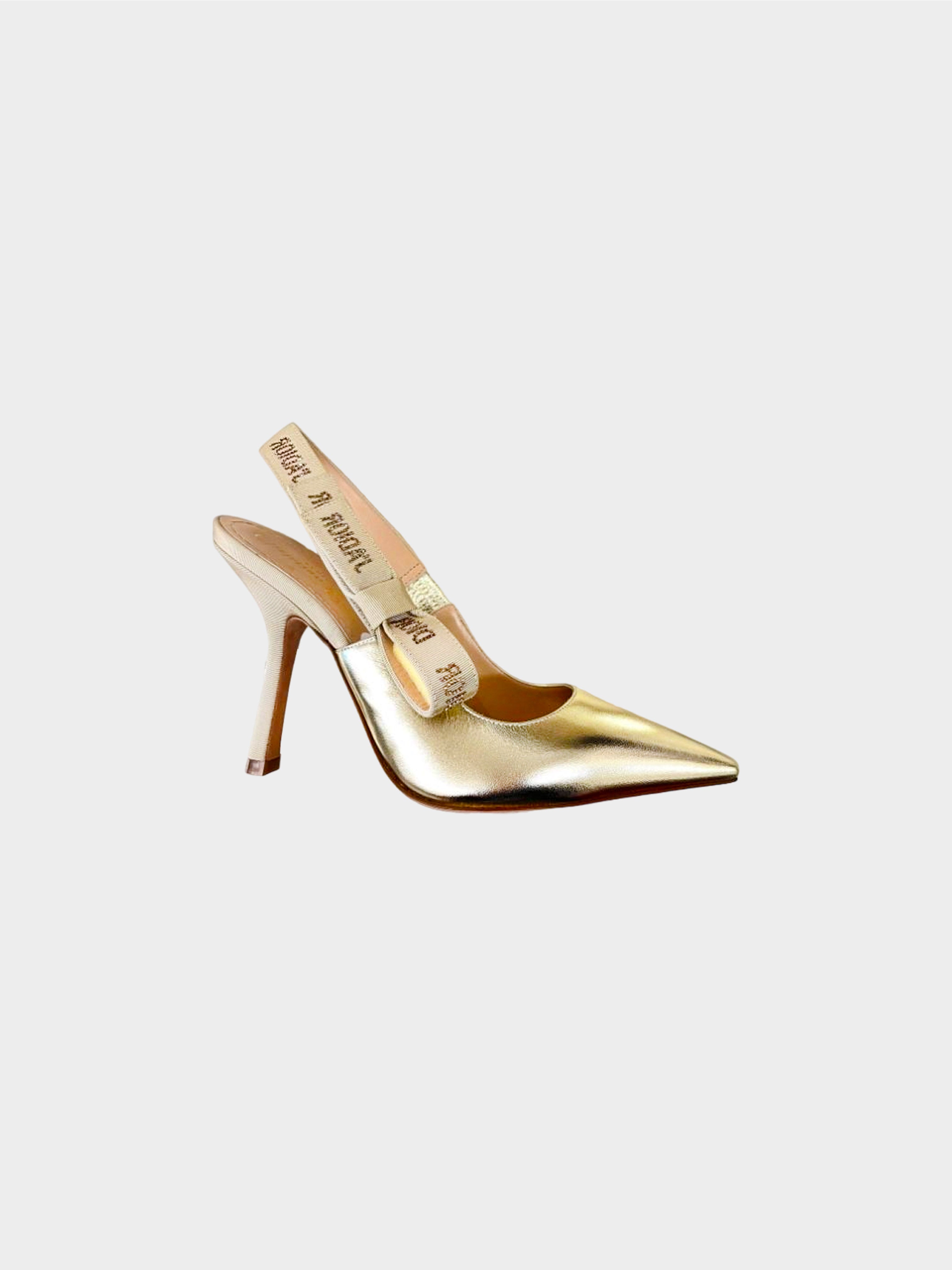 Christian Dior Late 2010s Gold J’Adior Ribbon Slingback Heels