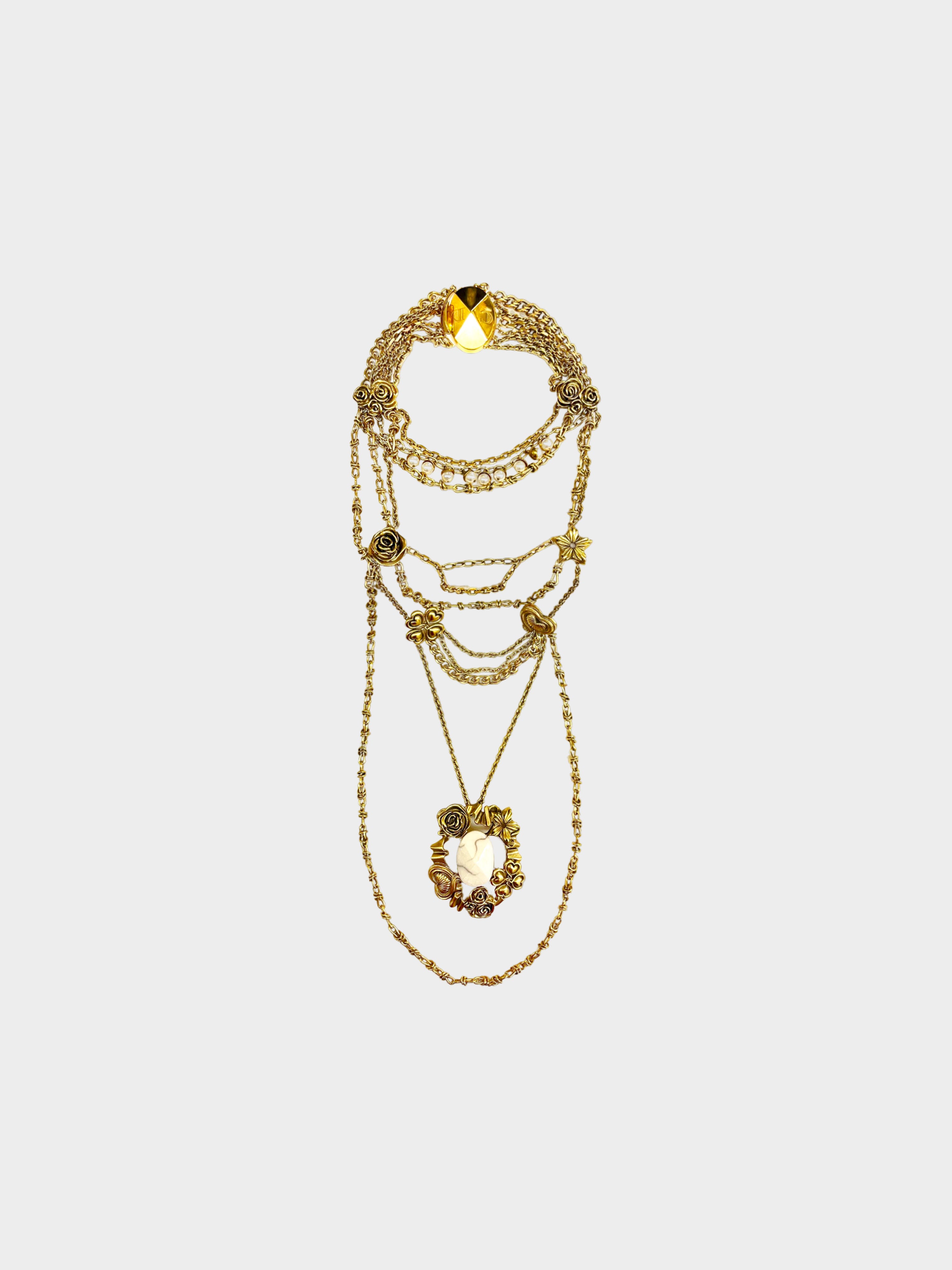 Christian Dior by John Galliano 2000s Gold Charmed Multi Necklace