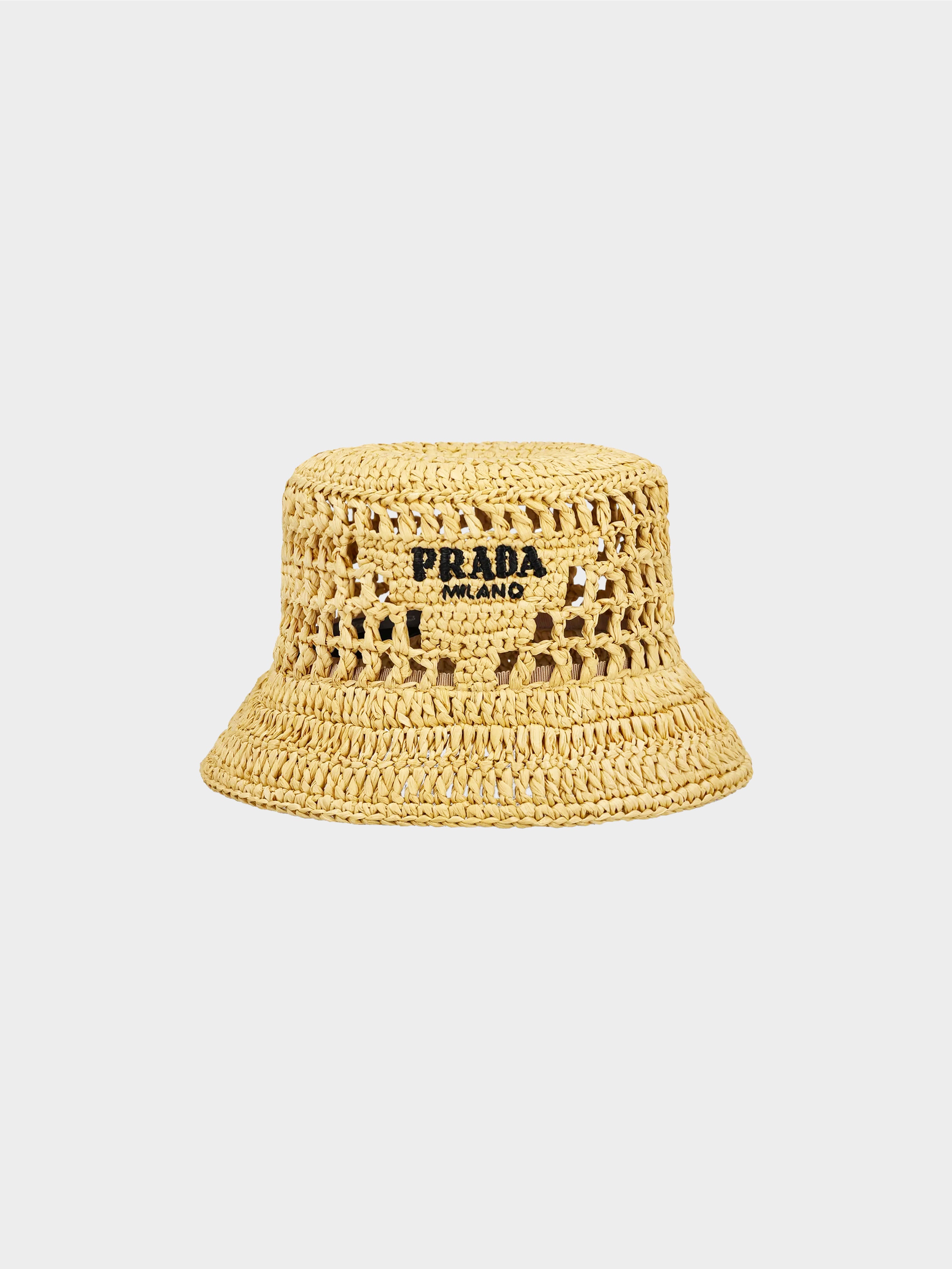 Prada 2022 Beige Raffia Bucket Hat