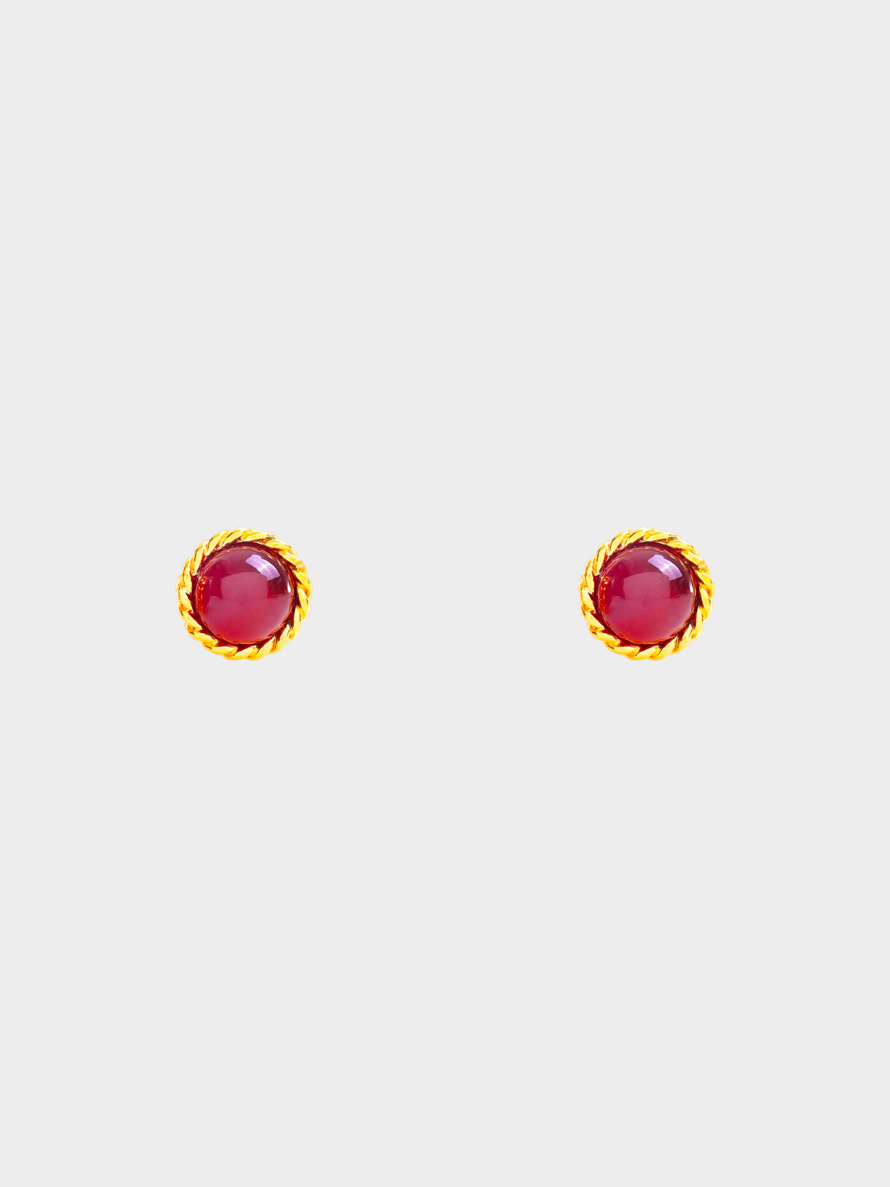 Chanel 1985 Red Gripore Clip-On Earrings