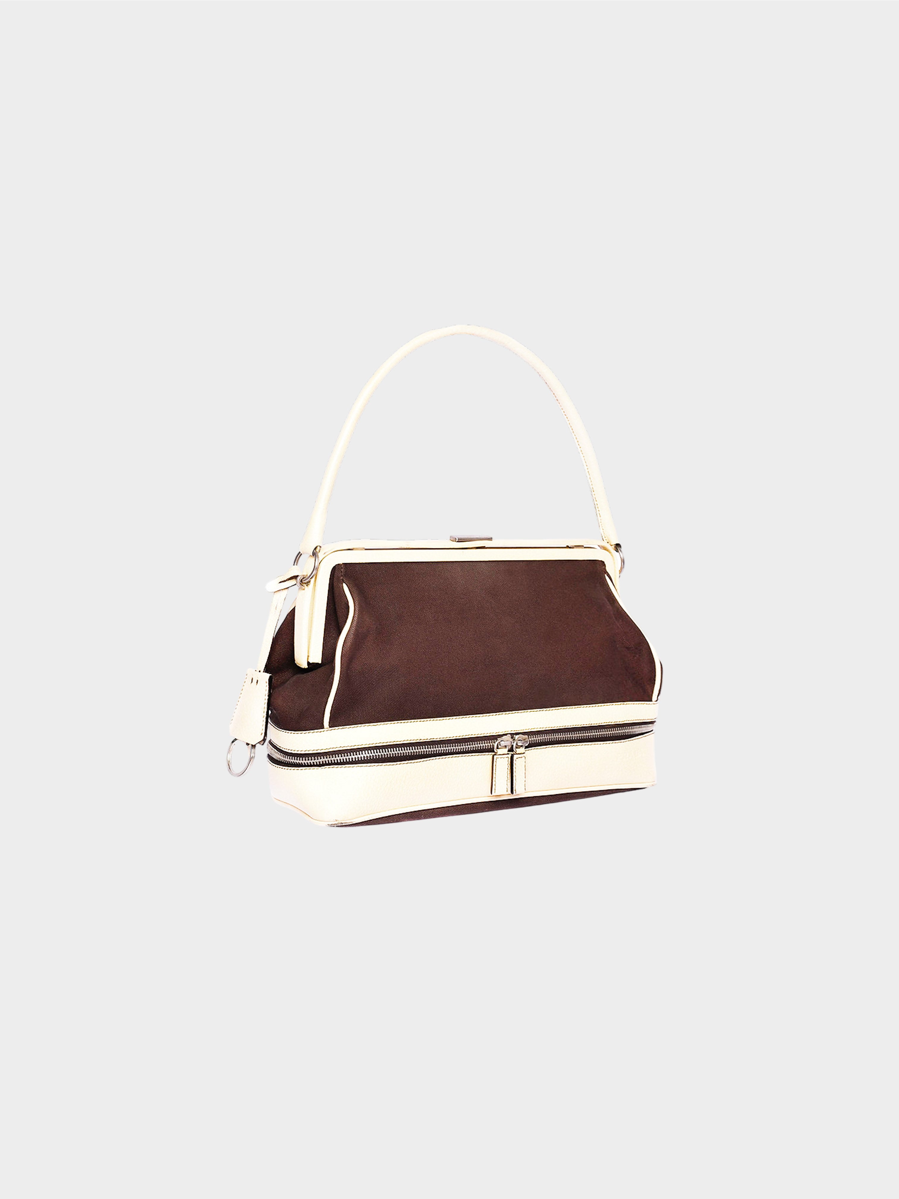 Prada FW 2000 Cream and Brown Runway Shoulder Bag