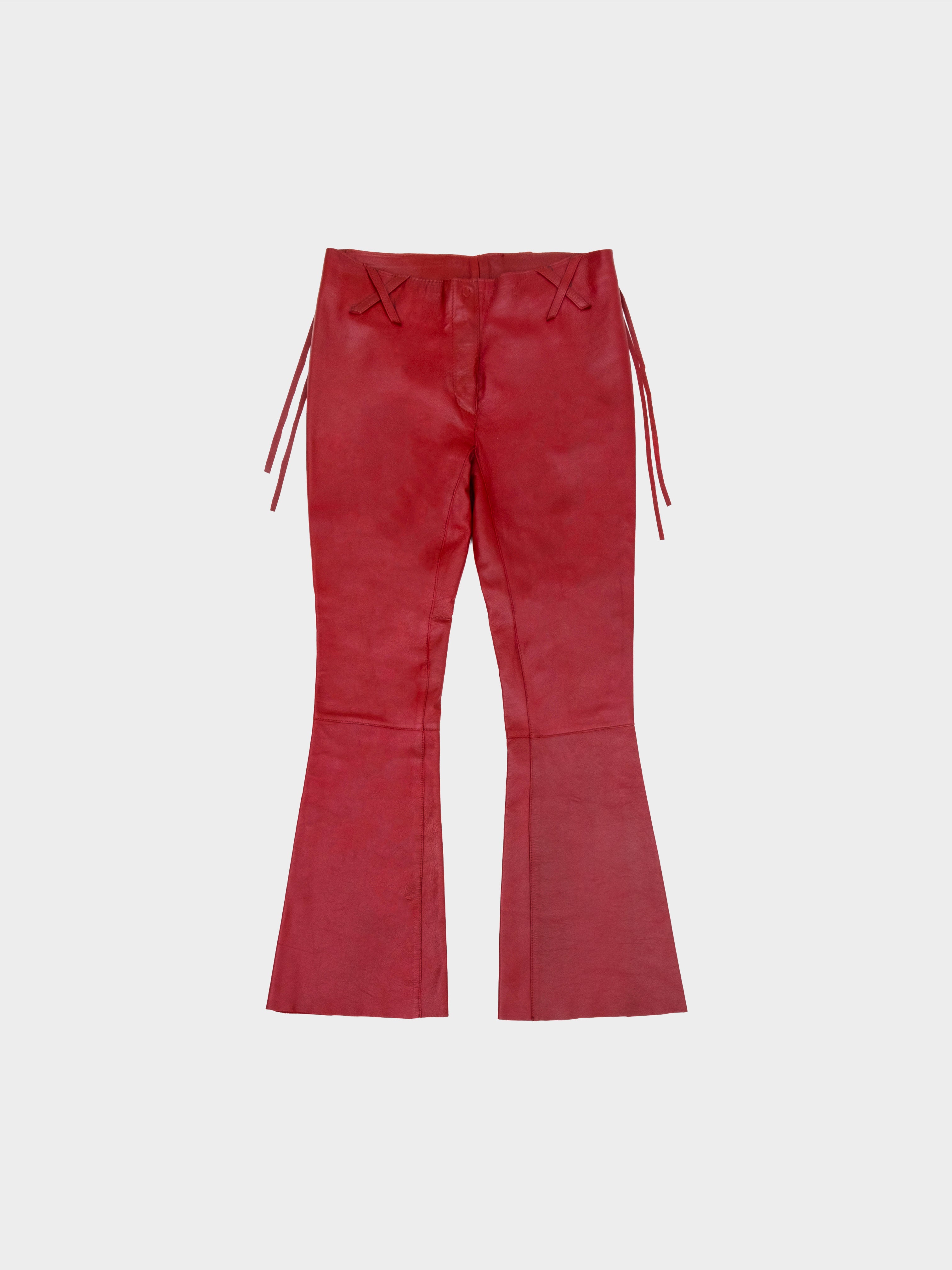 Dolce and Gabbana 2000s Flared Leather Laced Trousers