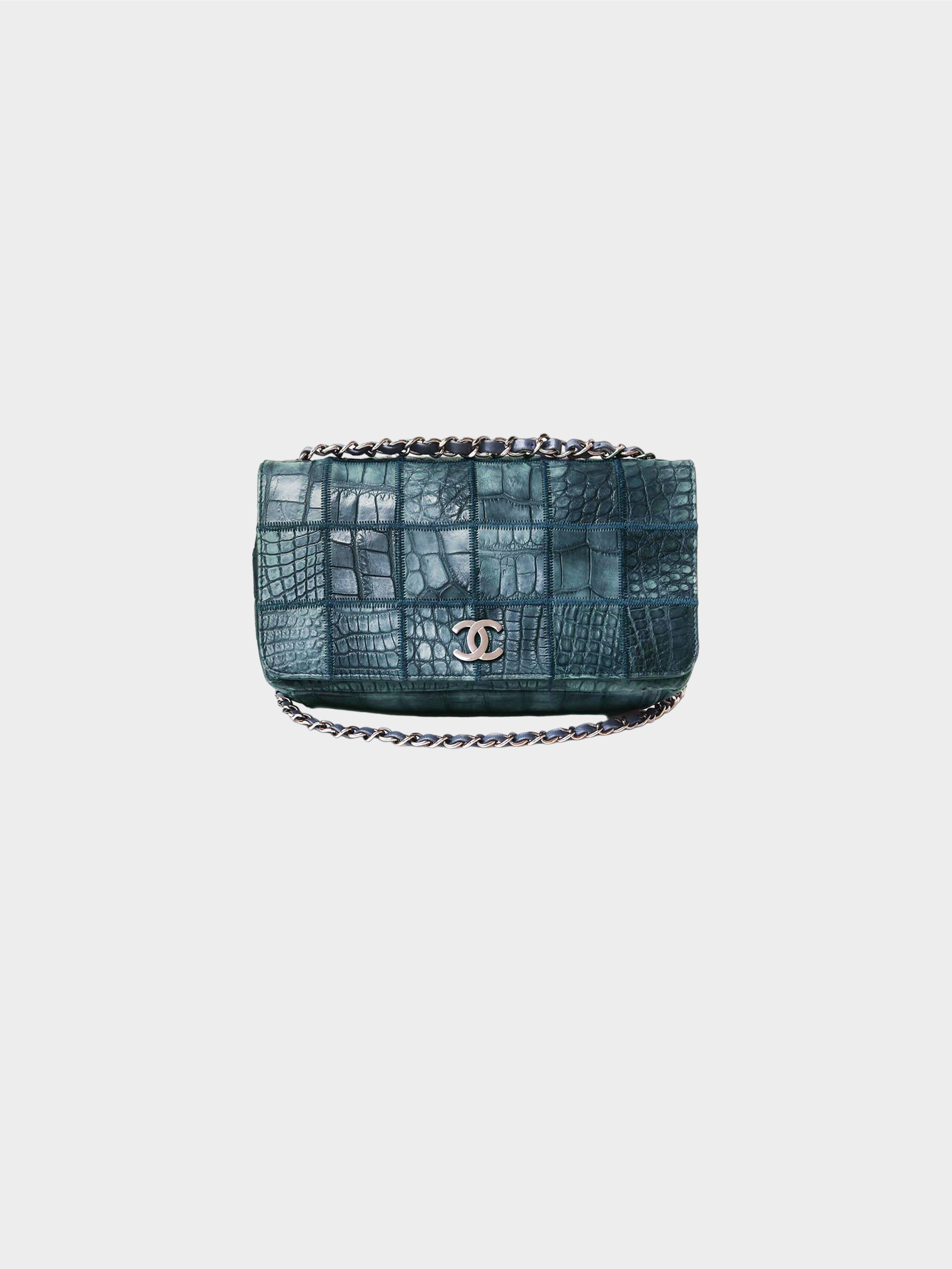Chanel 2005-2006 Dark Blue Alligator Leather Flap Bag
