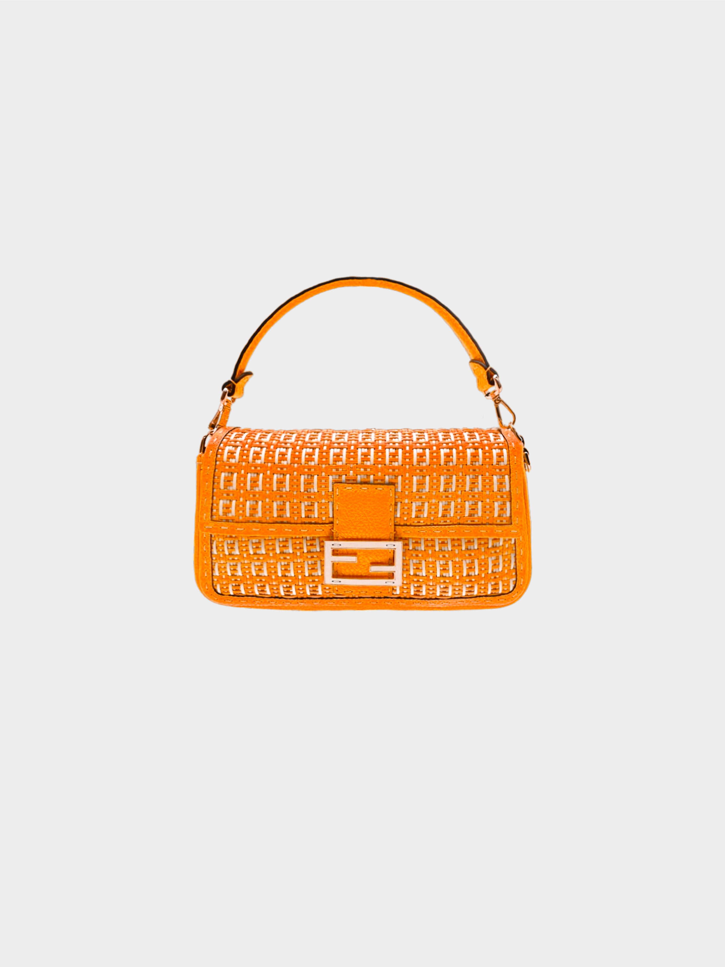 Fendi SS 2021 Orange Woven Baguette