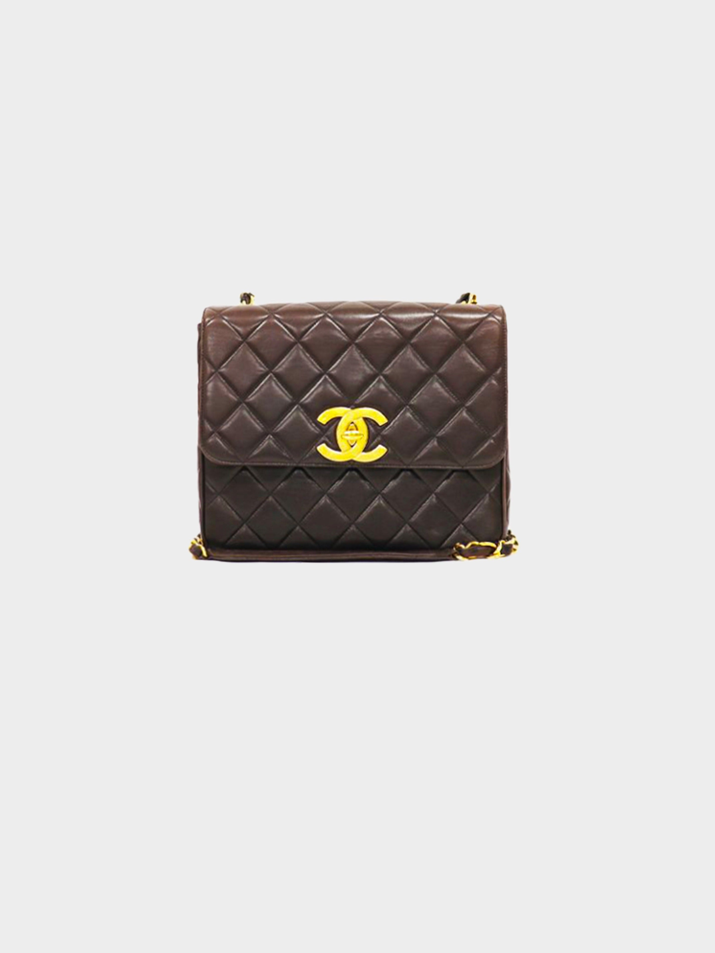 Chanel 1995-1996 Brown Matelasse Flap Turn Lock Shoulder Bag · INTO