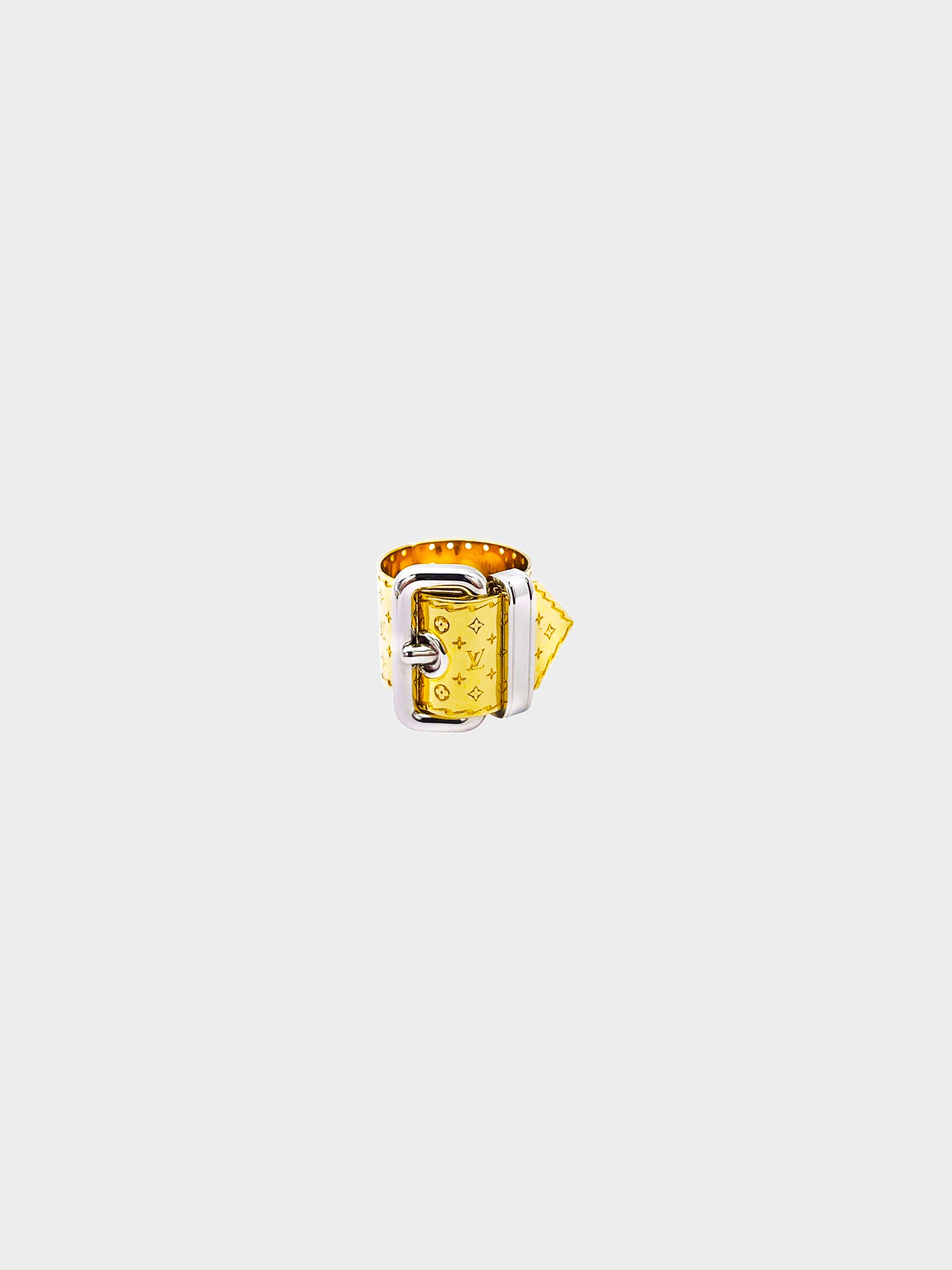 Louis Vuitton 2017 Gold Nanogram Belt Motif Ring