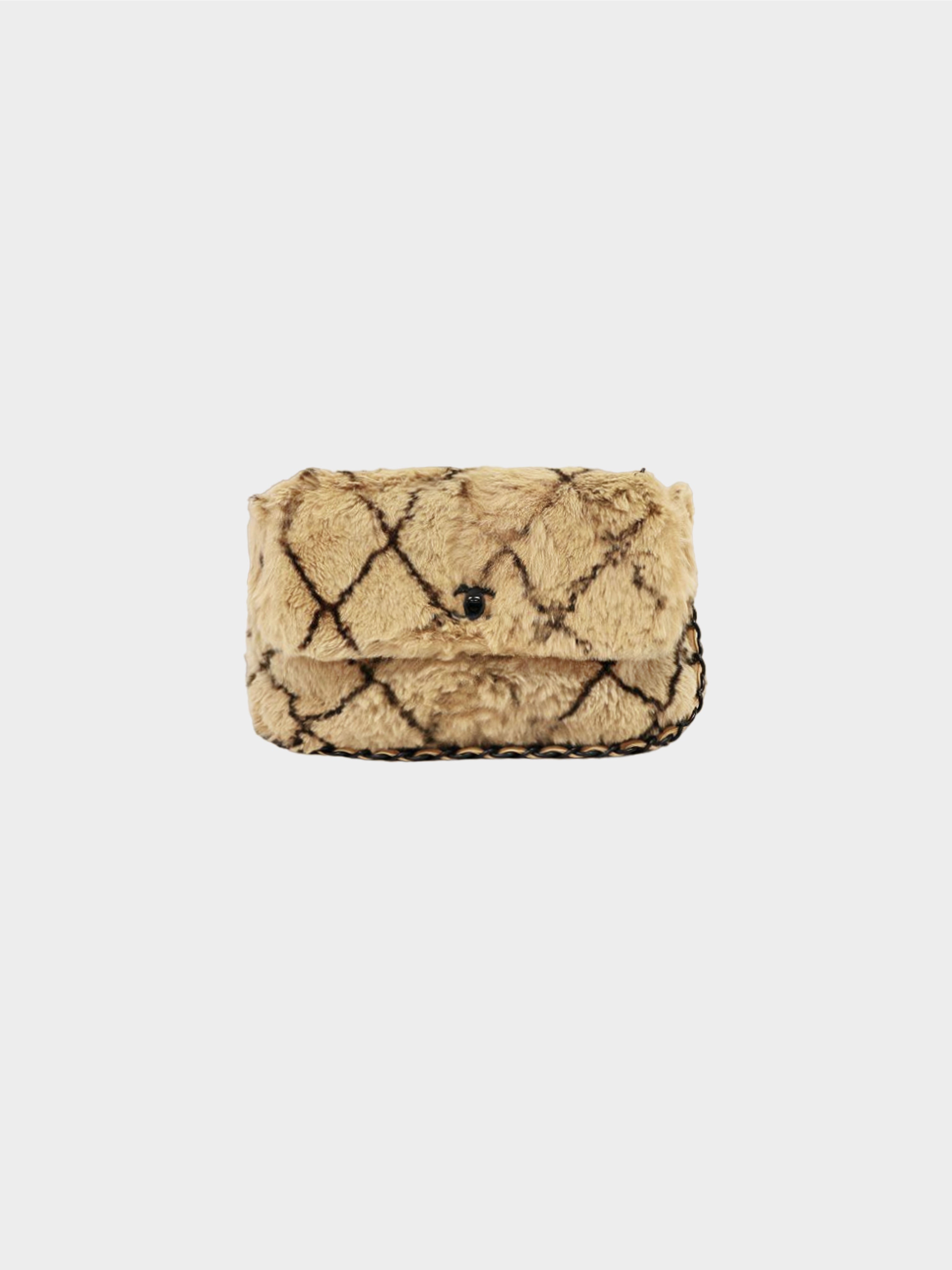 Chanel 2000 Beige Fur Flap Bag