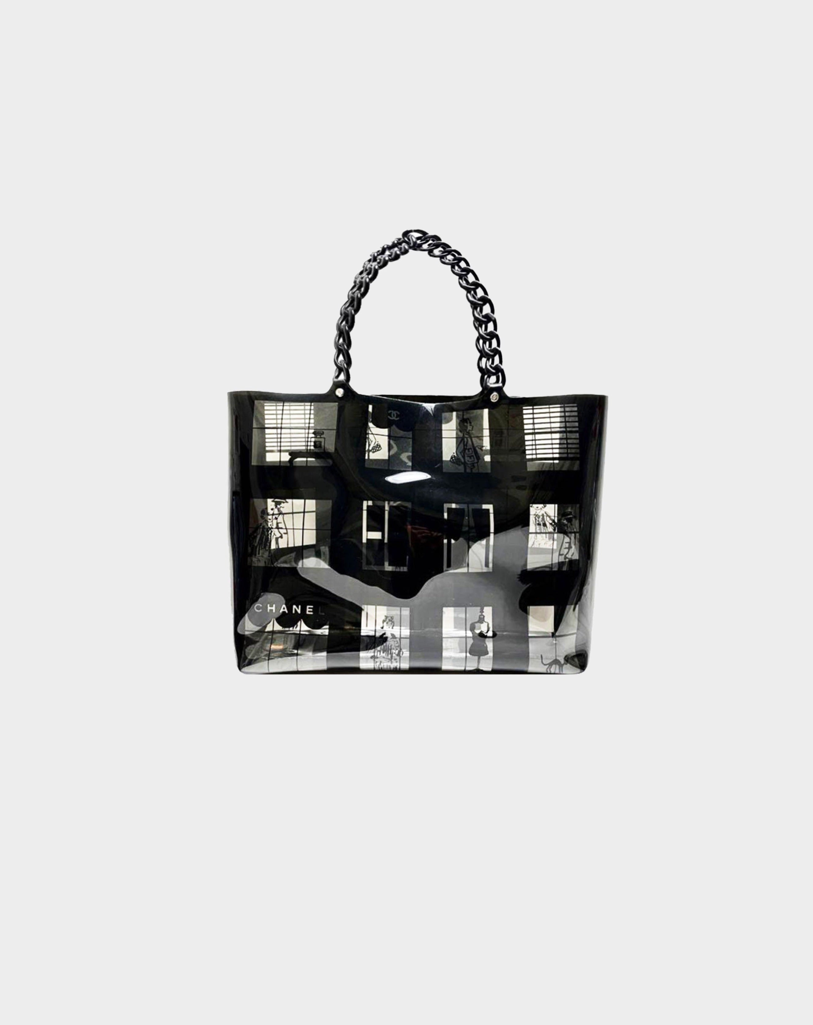 Chanel 2003-2004 Black Vinyl Window Tote Bag · INTO