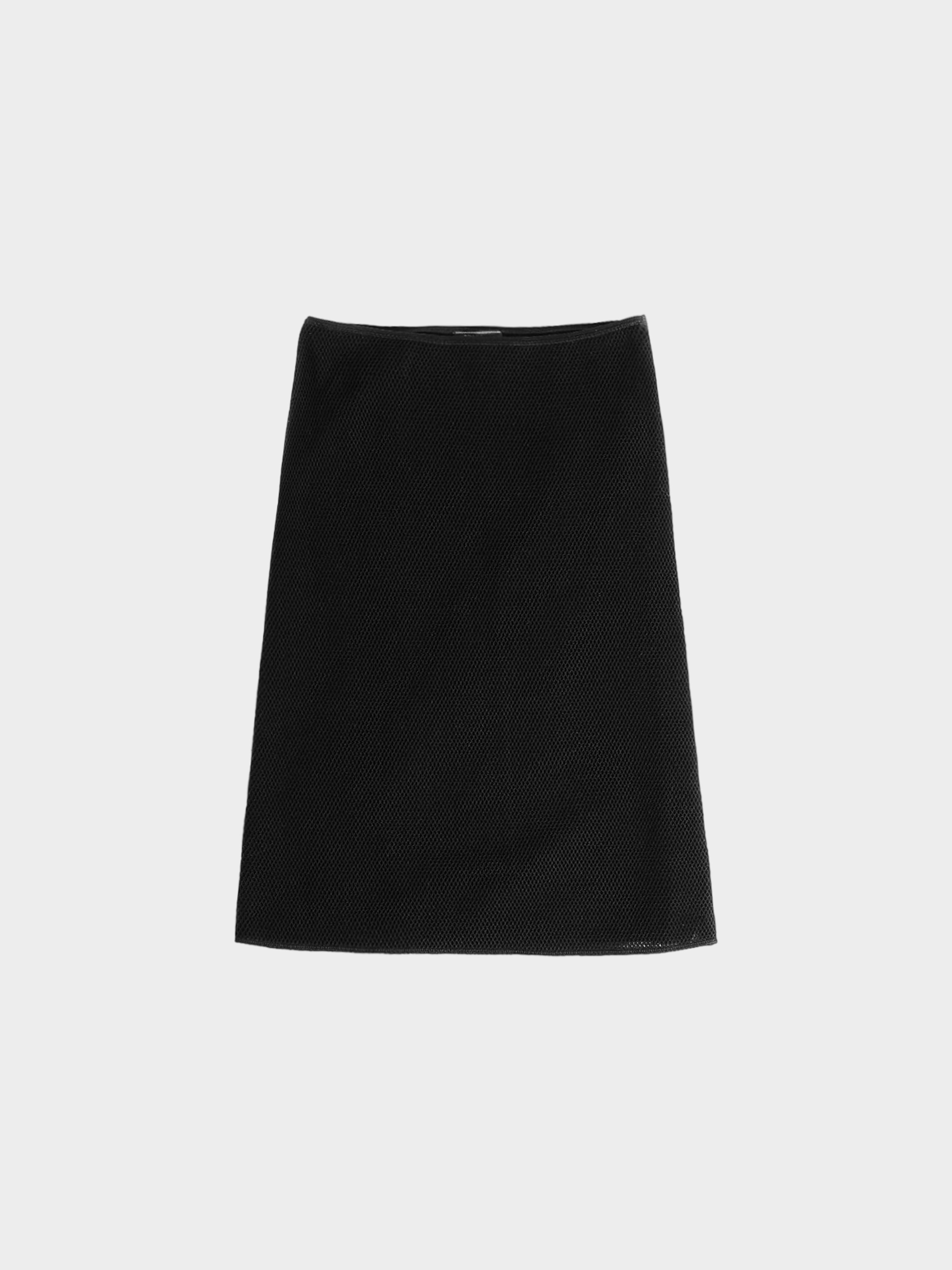 Prada FW 1999 Black Mesh and Wool Skirt