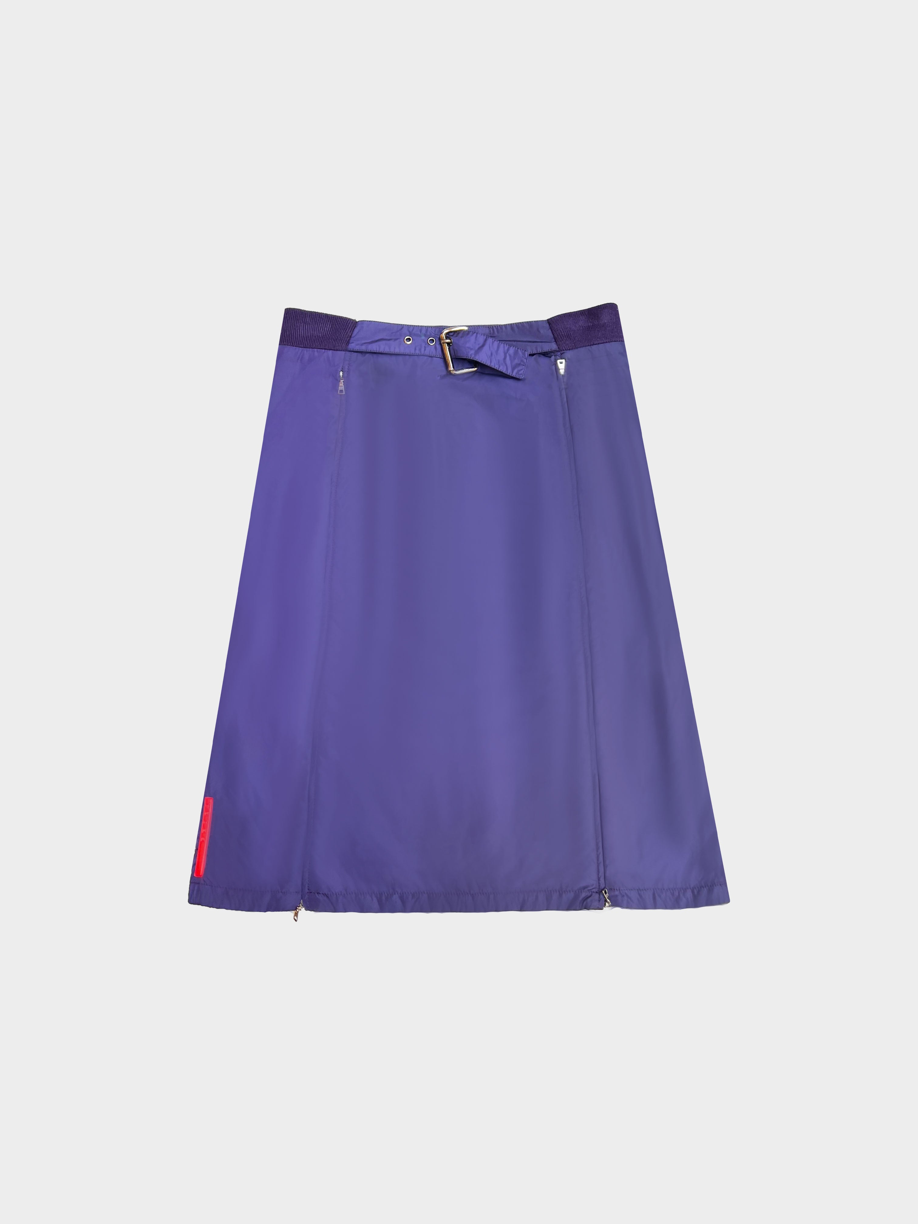 Prada 1999 Purple Nylon Zipper Skirt