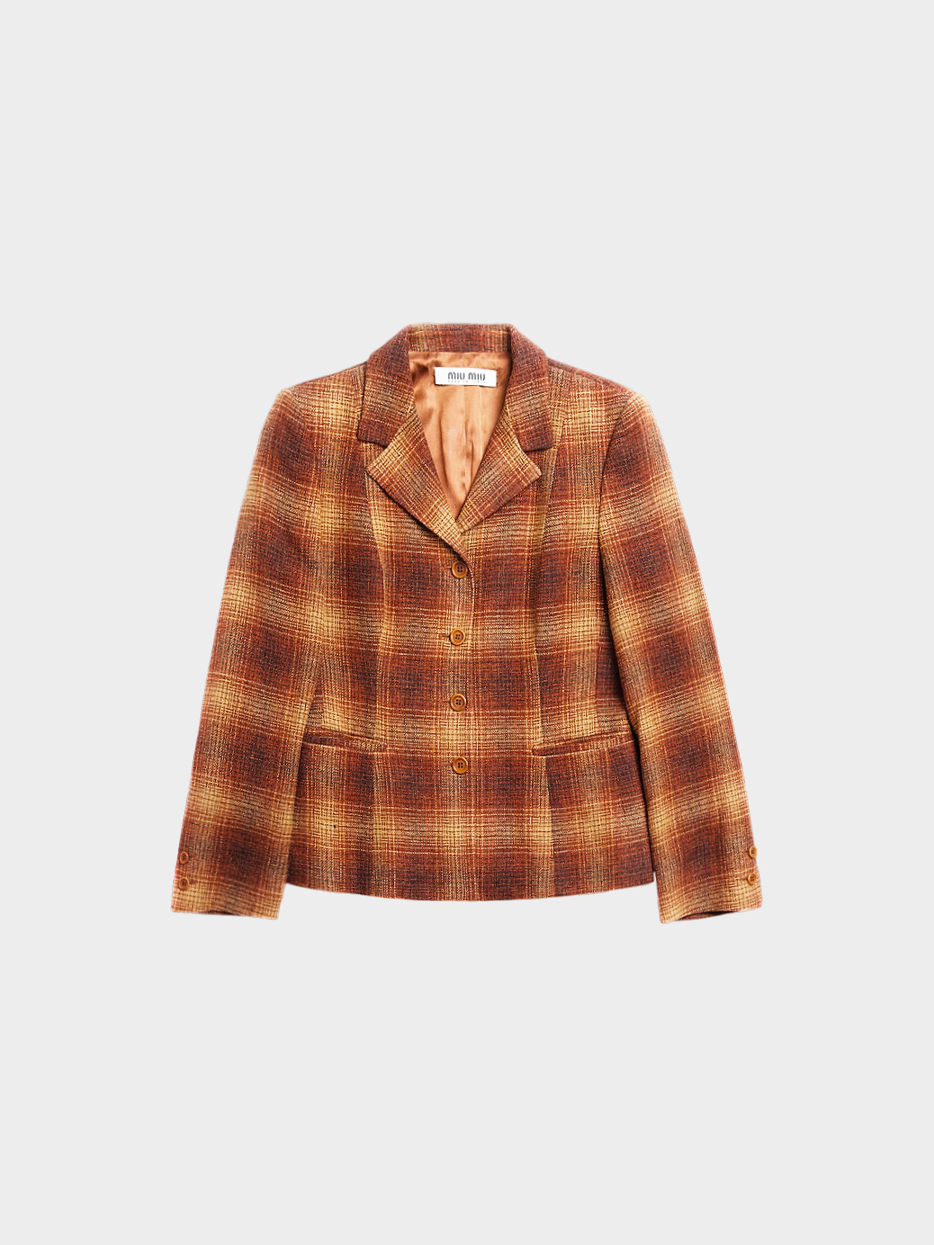 Miu Miu FW 1995 Brown Wool Plaid Jacket