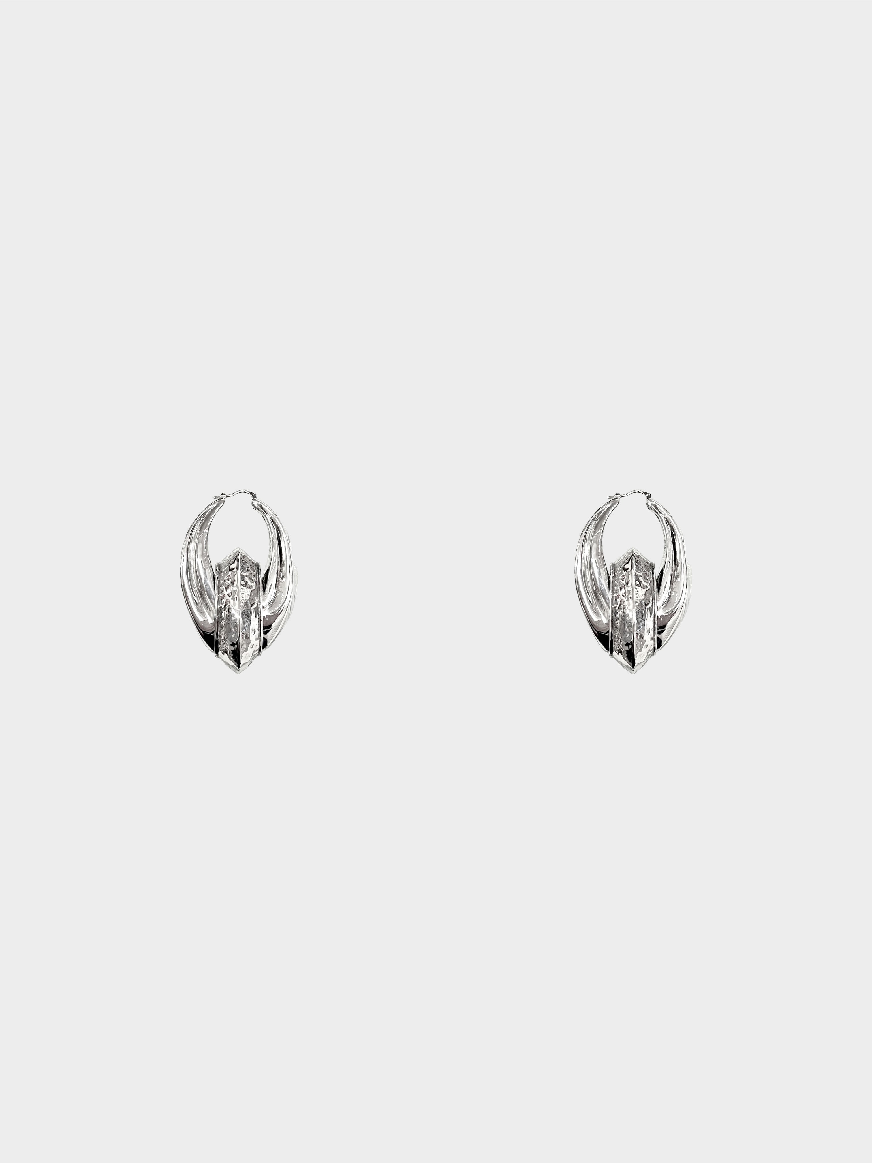 Alexander McQueen 2023 Silver Hammered Iris Earrings