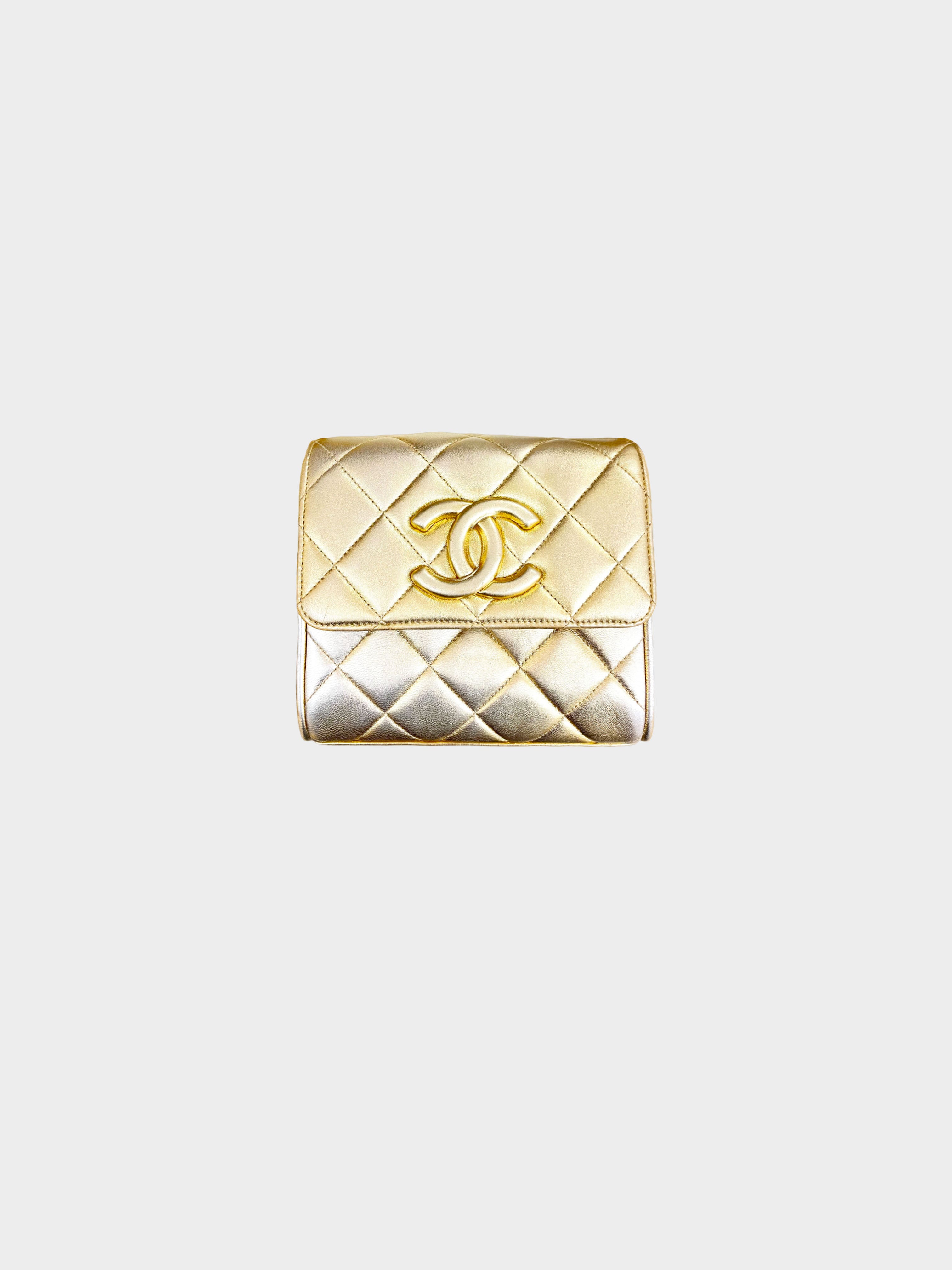 Chanel 1992 Gold Quilted Flap Crossbody Bag