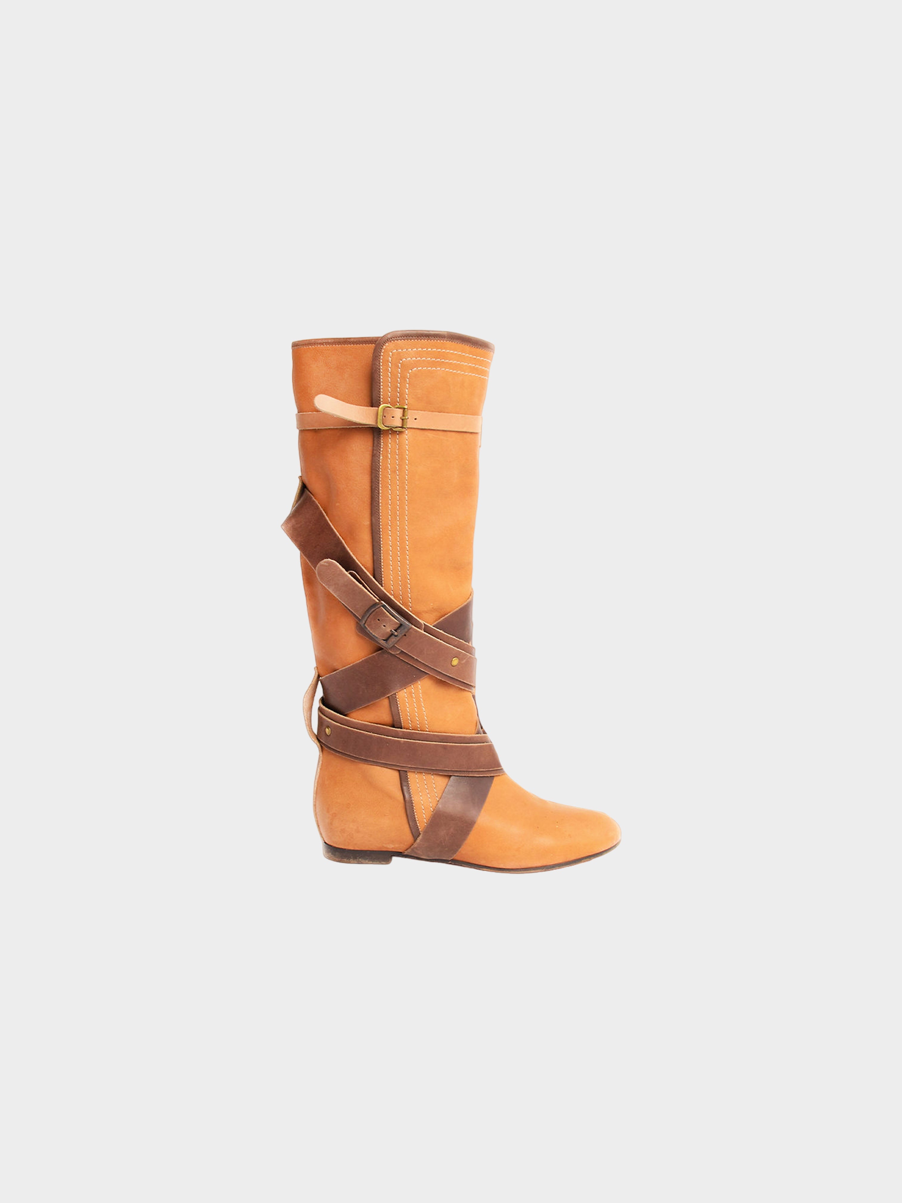 Chloé SS 2010 Leather Belt Wrap Boots