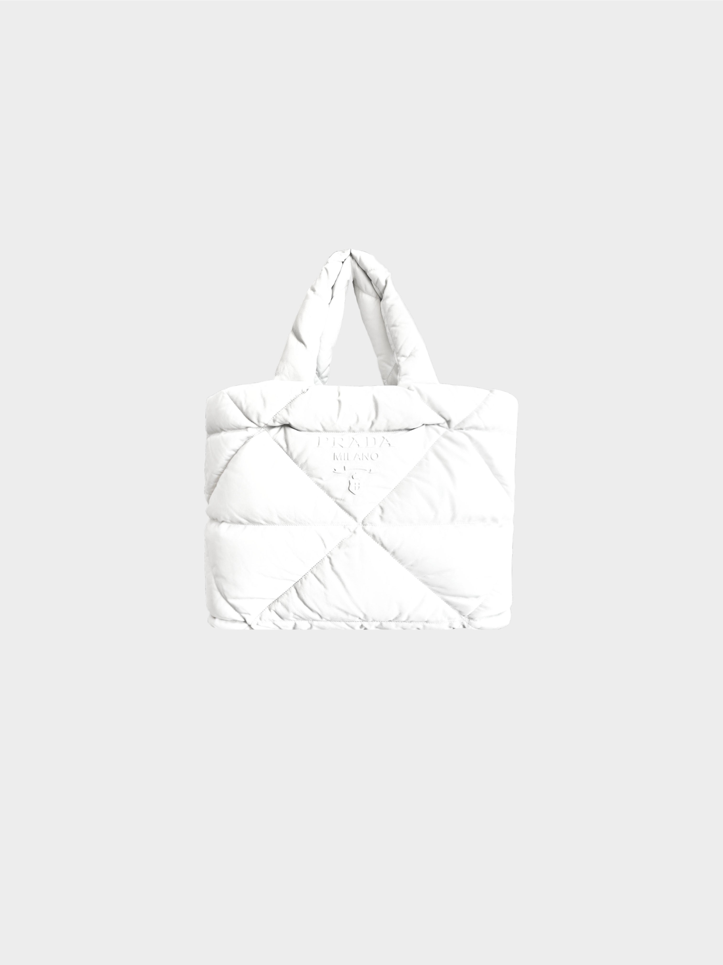Prada 2020s White Padded Nappa Tote Bag