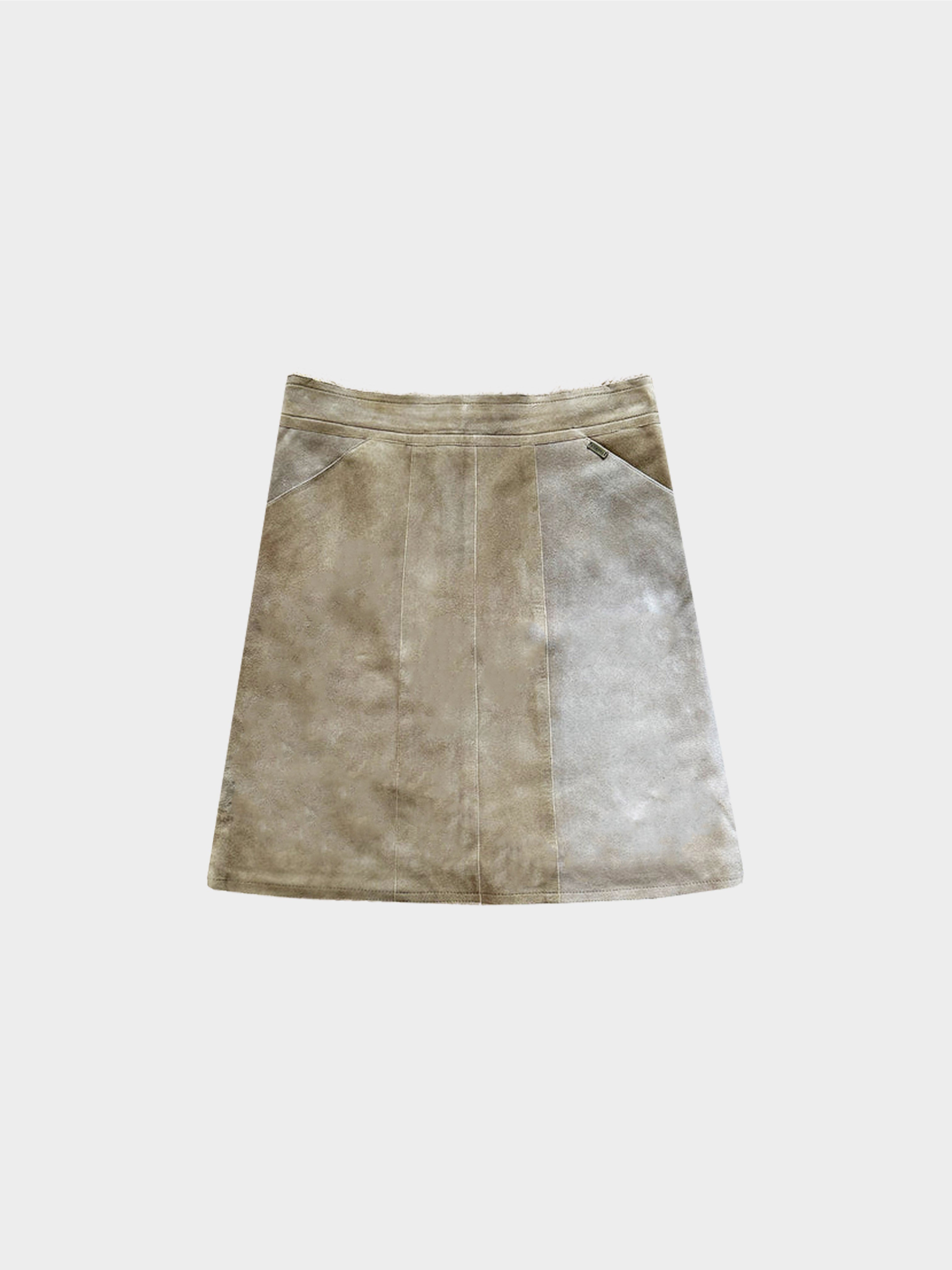 Chanel FW 1999 Beige Suede Mini Skirt