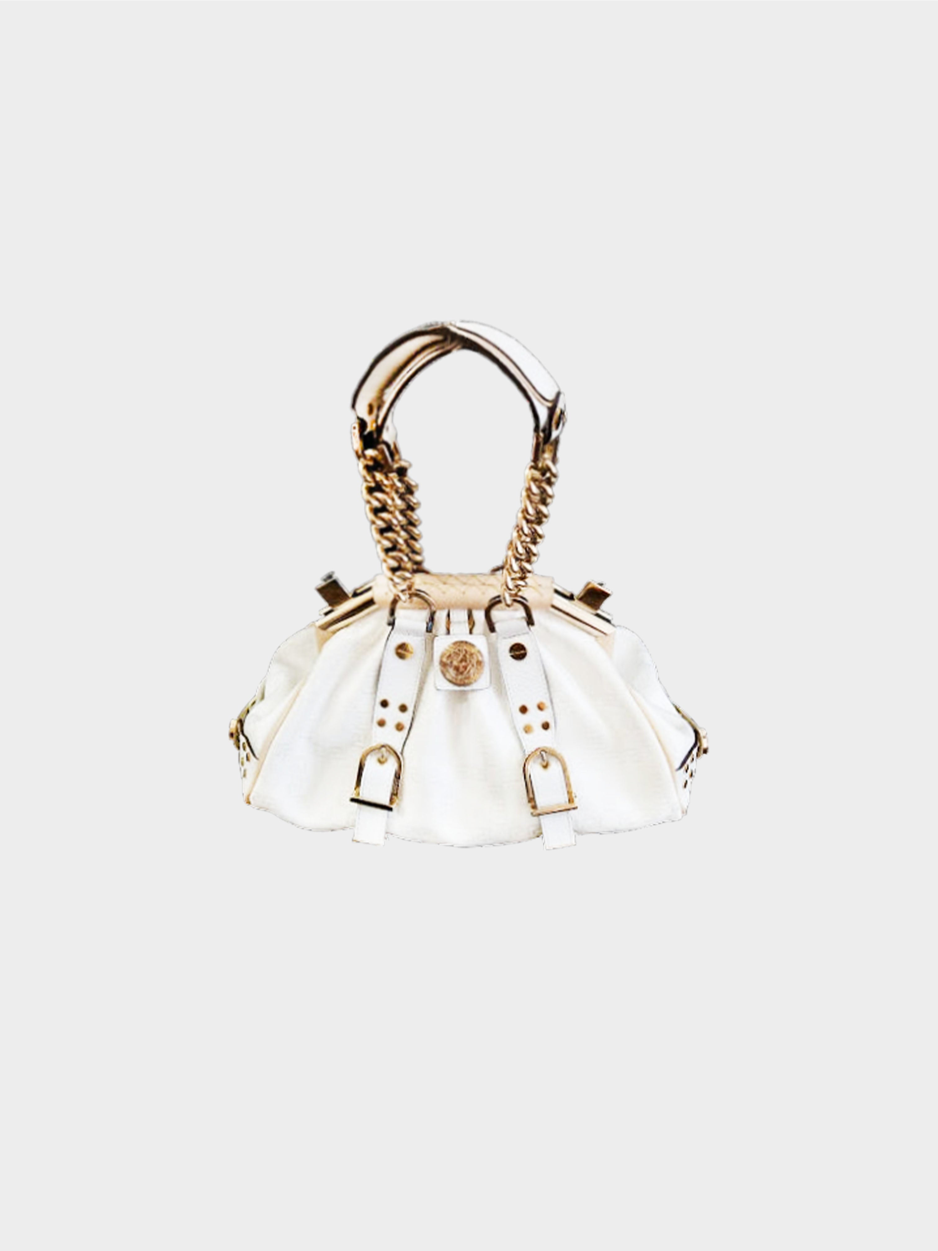 Gianni Versace 2010s White Madonna Framed Handbag