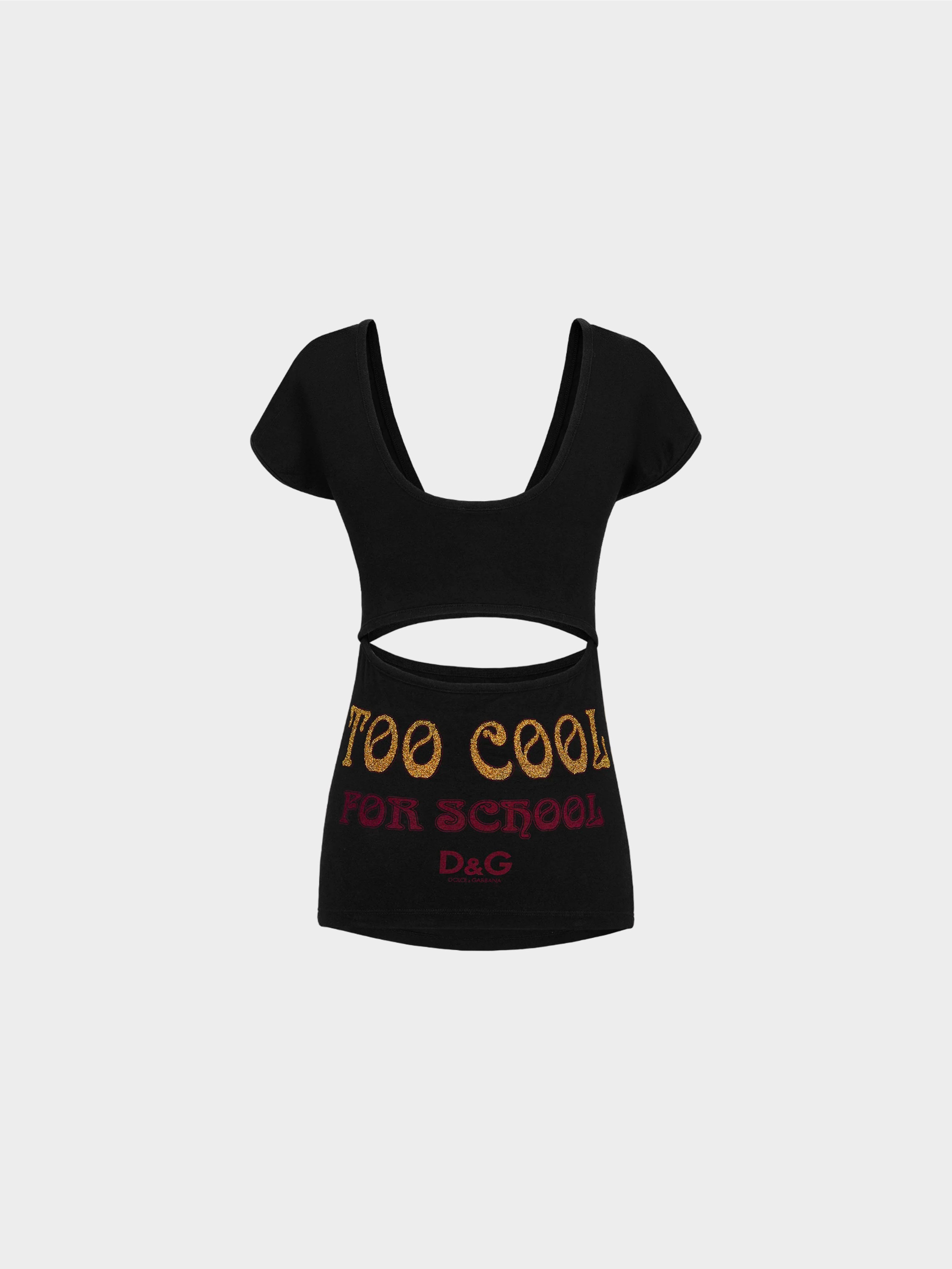 Dolce and Gabbana D&G Early 2000s Too Cool for School T-shirt with a Cut-out