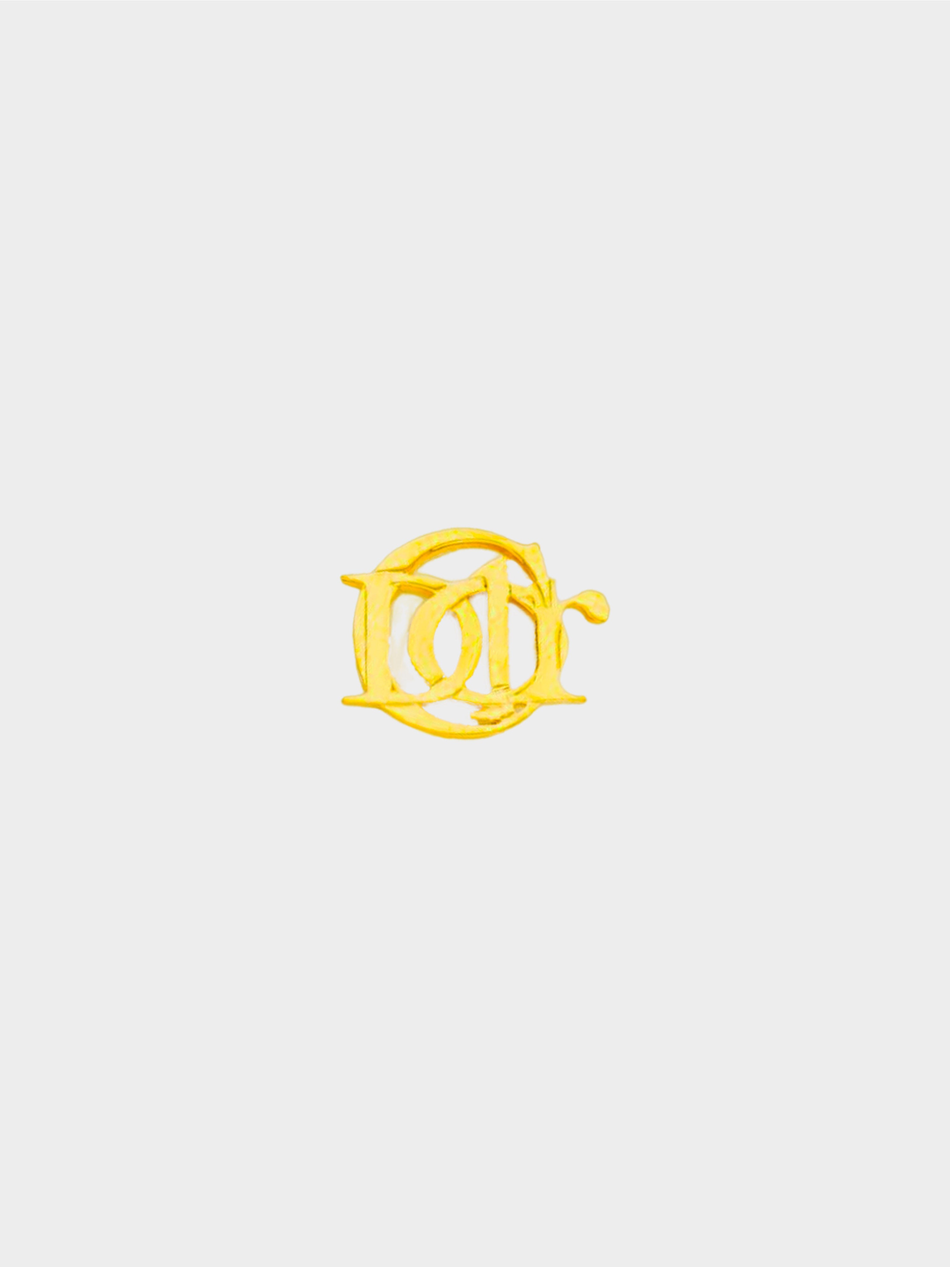 Christian Dior 1980s Gold Vintage Interlocking Logo Brooch