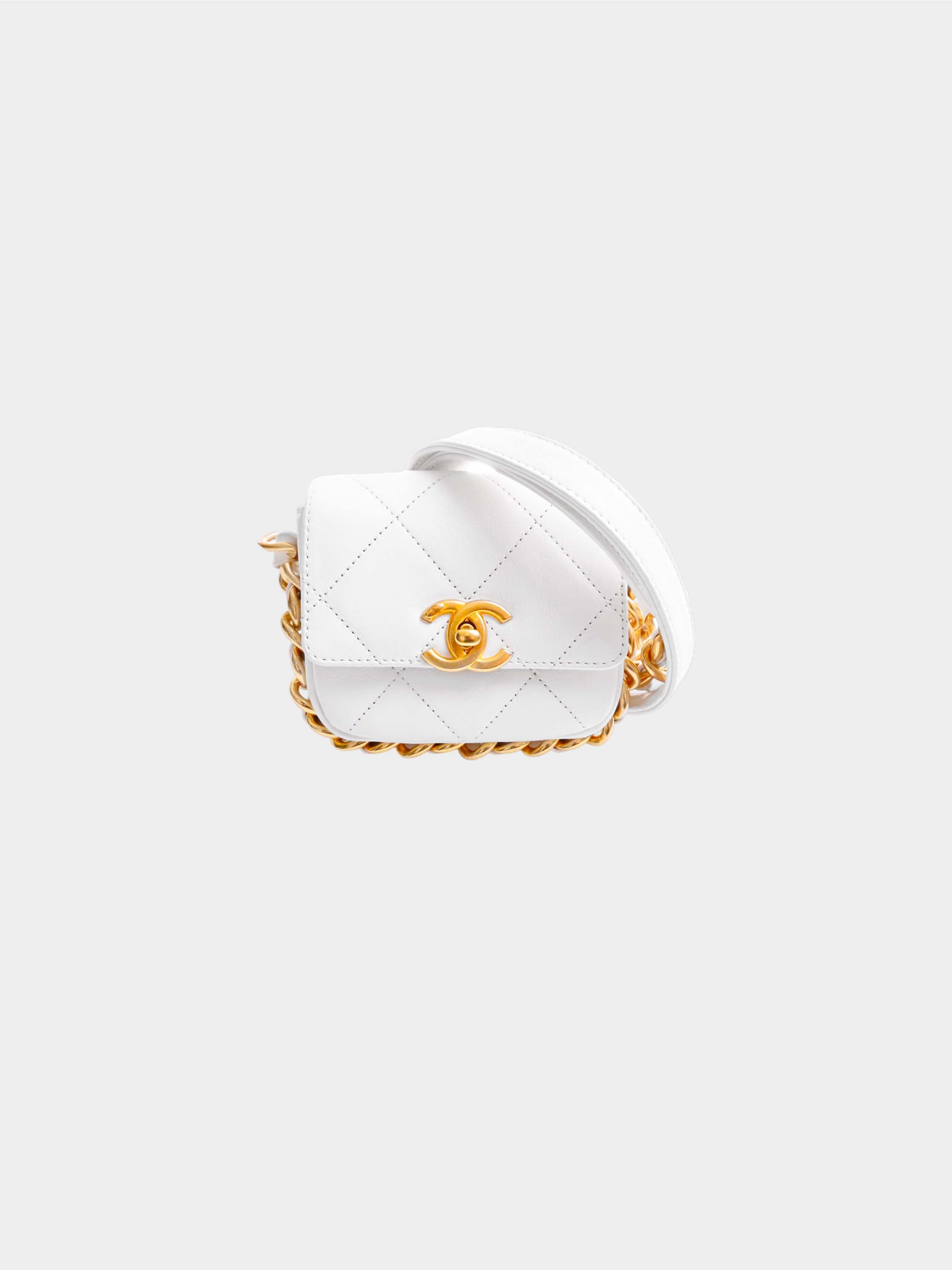 Chanel 2020s White Quilted Mini Side Note Flap