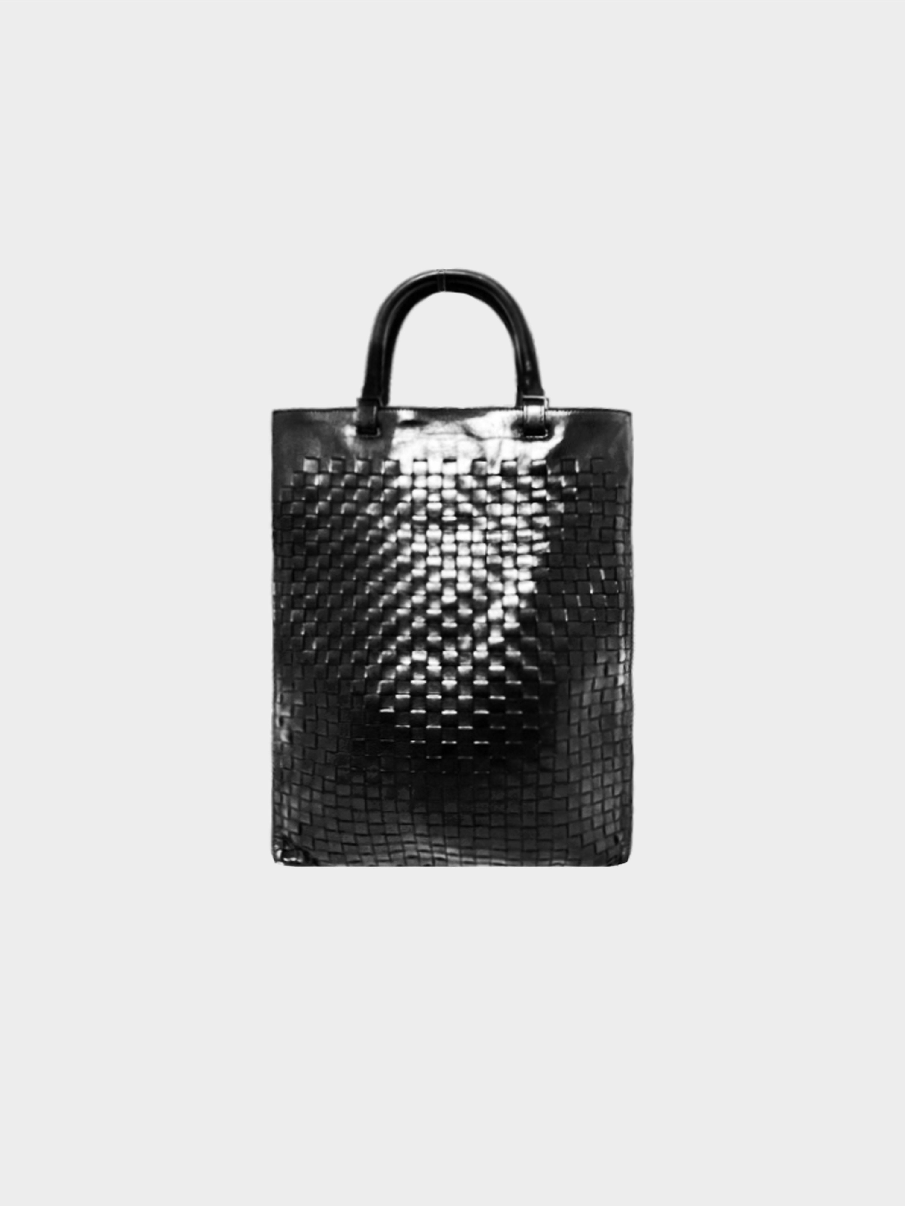 Bottega Veneta 1990s Black Leather Intrecciato Tote Bag