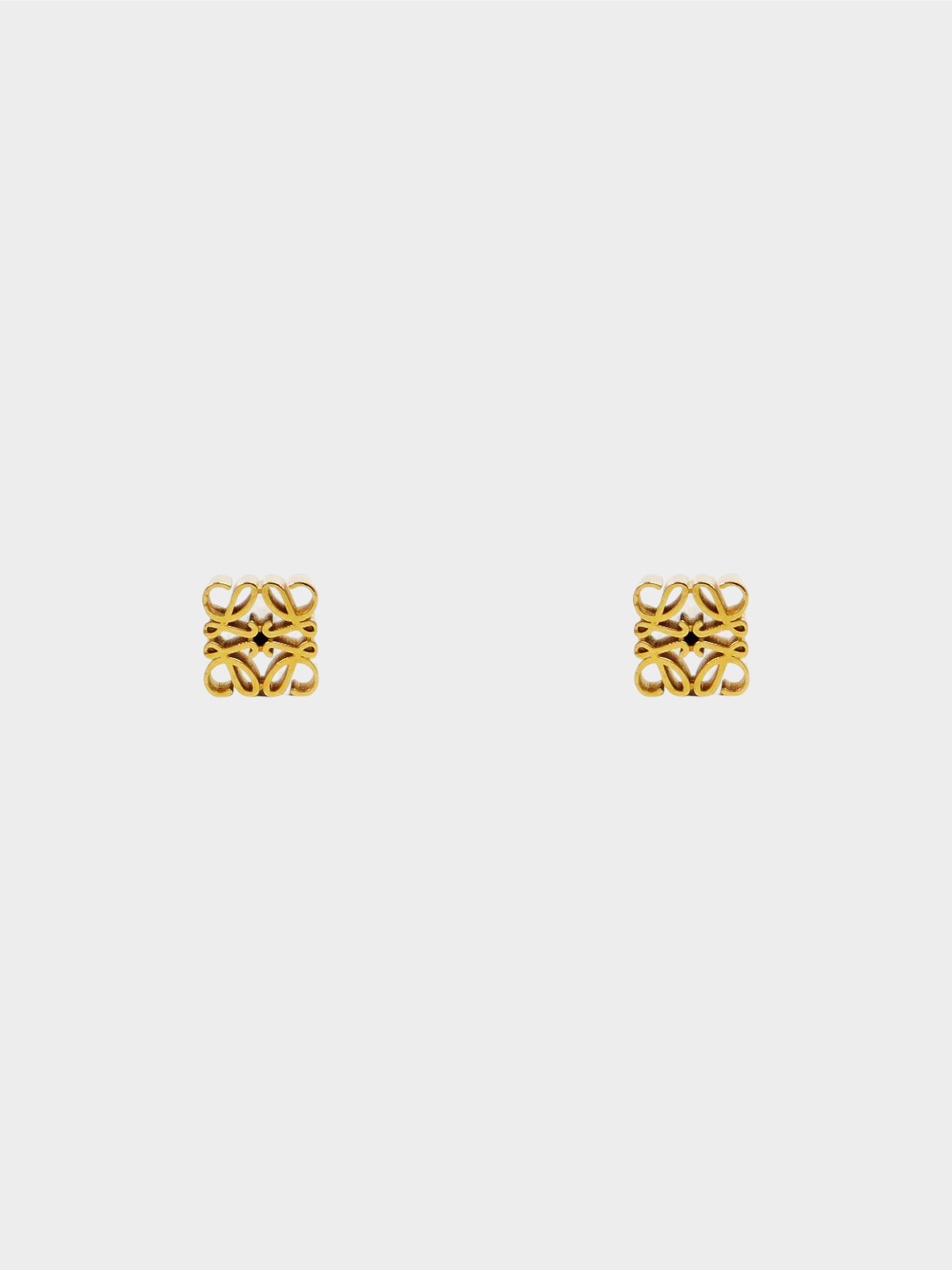 Loewe 2010s Gold Anagram Stud Earrings