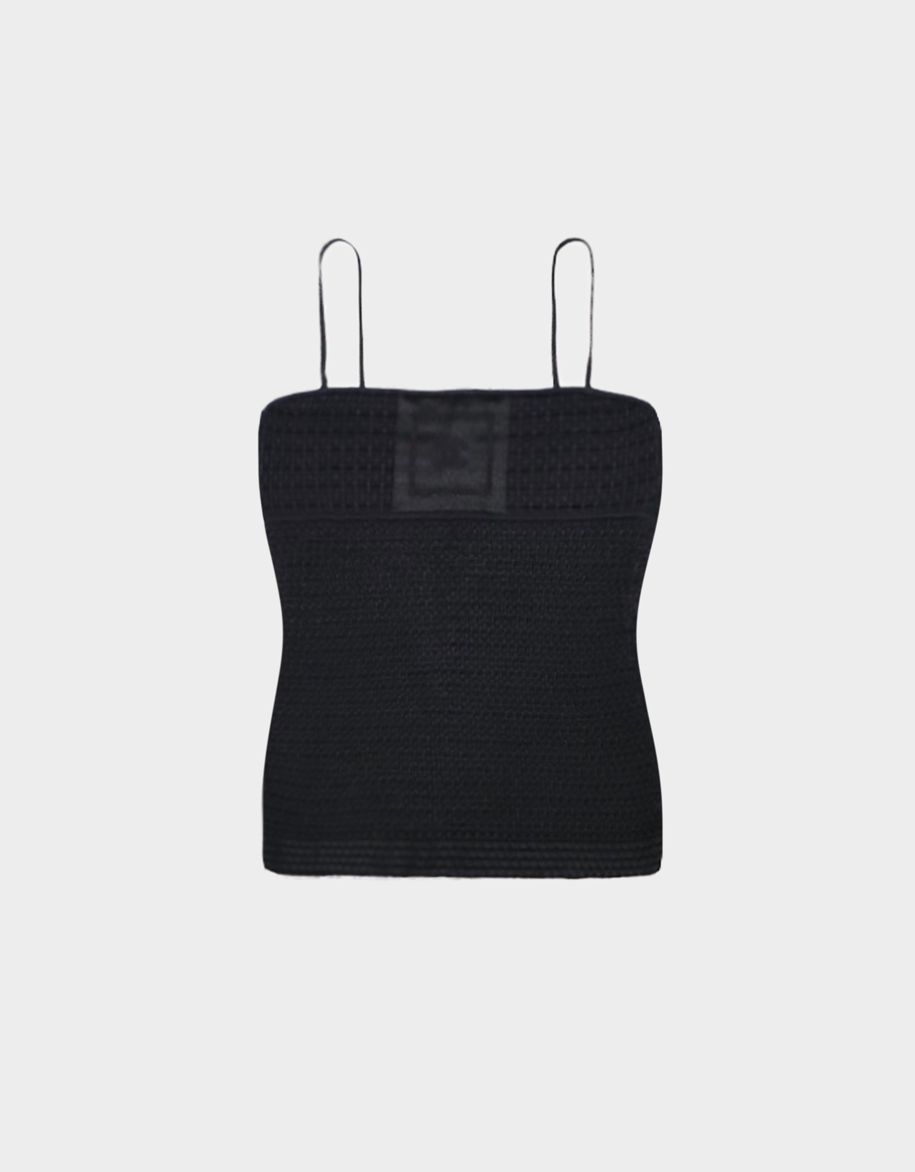Chanel 2010s Black CC Logo Knitted Cami Top