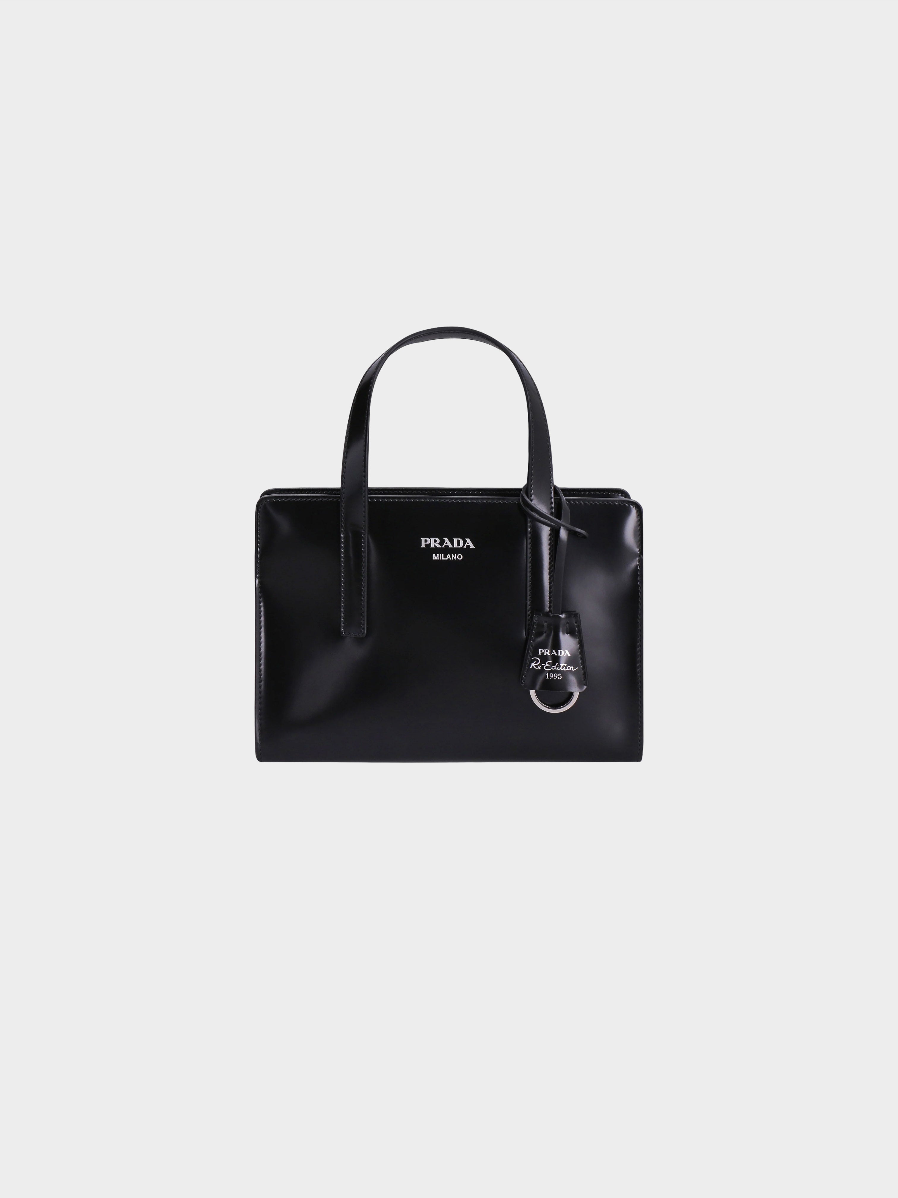 Prada Re-edition 1995 Black Brushed Leather Tote Bag